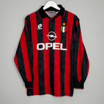 Shop 1994/95 AC MILAN L/S HOME SHIRT (M) LOTTO, classic football shirts, vintage football shirts & retro soccer jerseys at Cult Kits