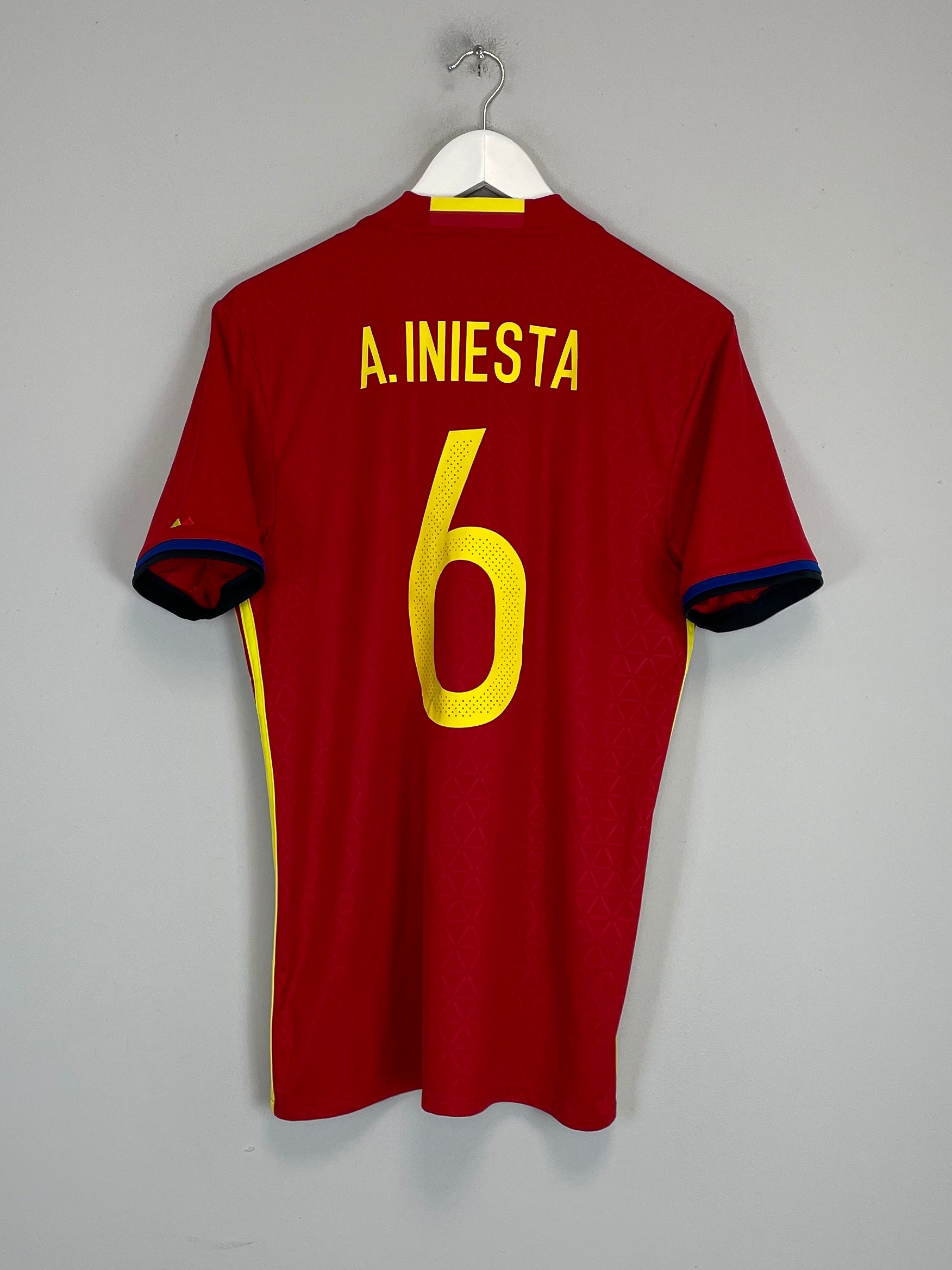 Shop 2016/17 SPAIN A.INIESTA #6 HOME SHIRT (M) ADIDAS, classic football shirts, vintage football shirts & retro soccer jerseys at Cult Kits