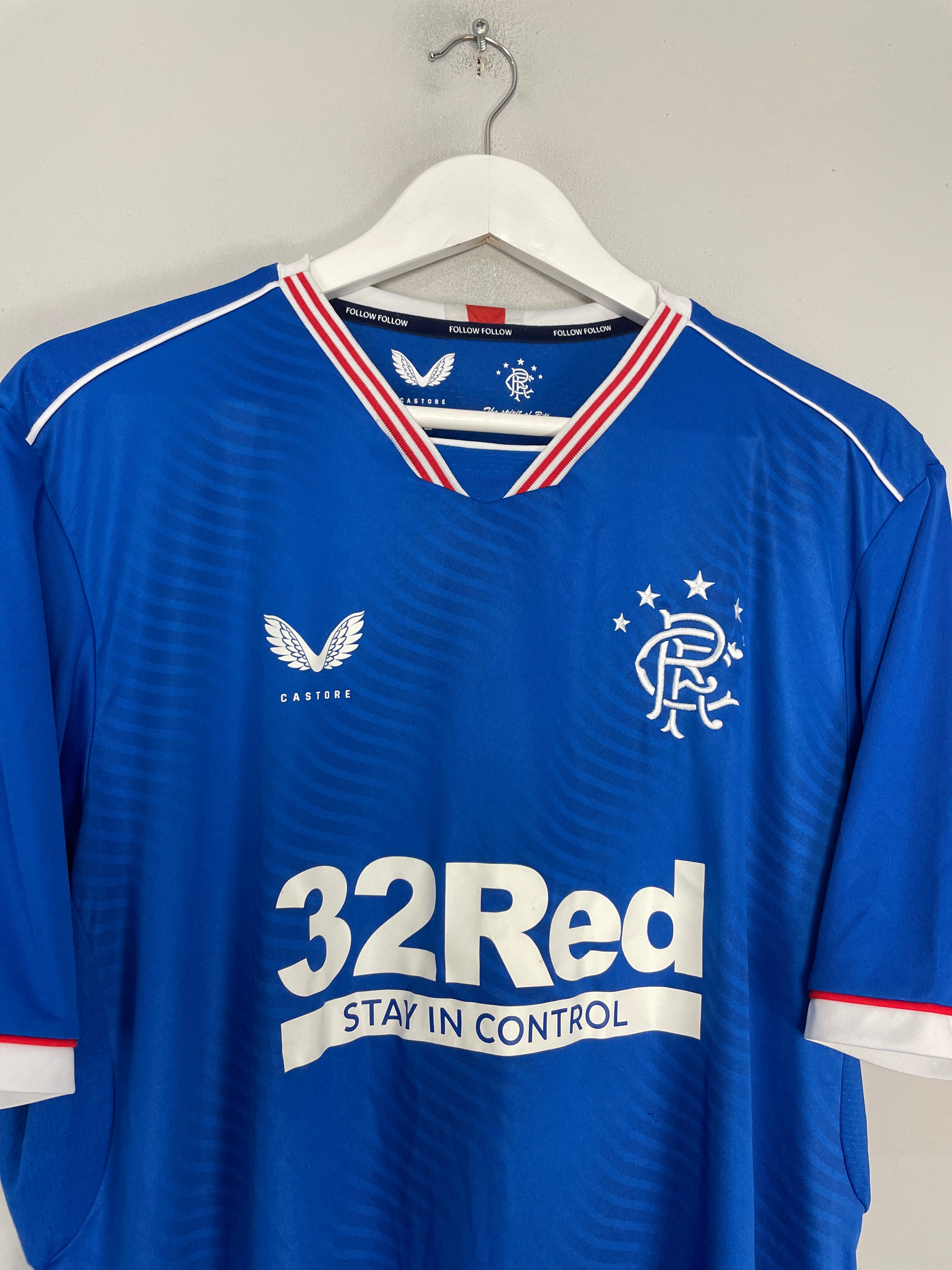 Shop 2020/21 RANGERS HOME SHIRT (XL) CASTORE, classic football shirts, vintage football shirts & retro soccer jerseys at Cult Kits