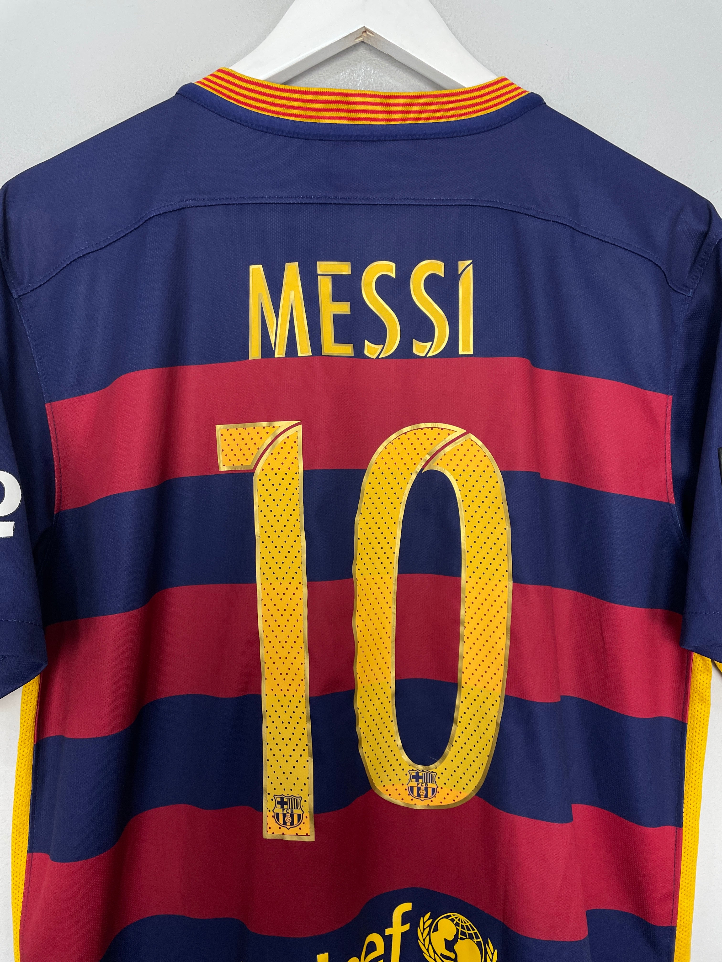 Shop 2015/16 BARCELONA MESSI #10 HOME SHIRT (L) NIKE, classic football shirts, vintage football shirts & retro soccer jerseys at Cult Kits