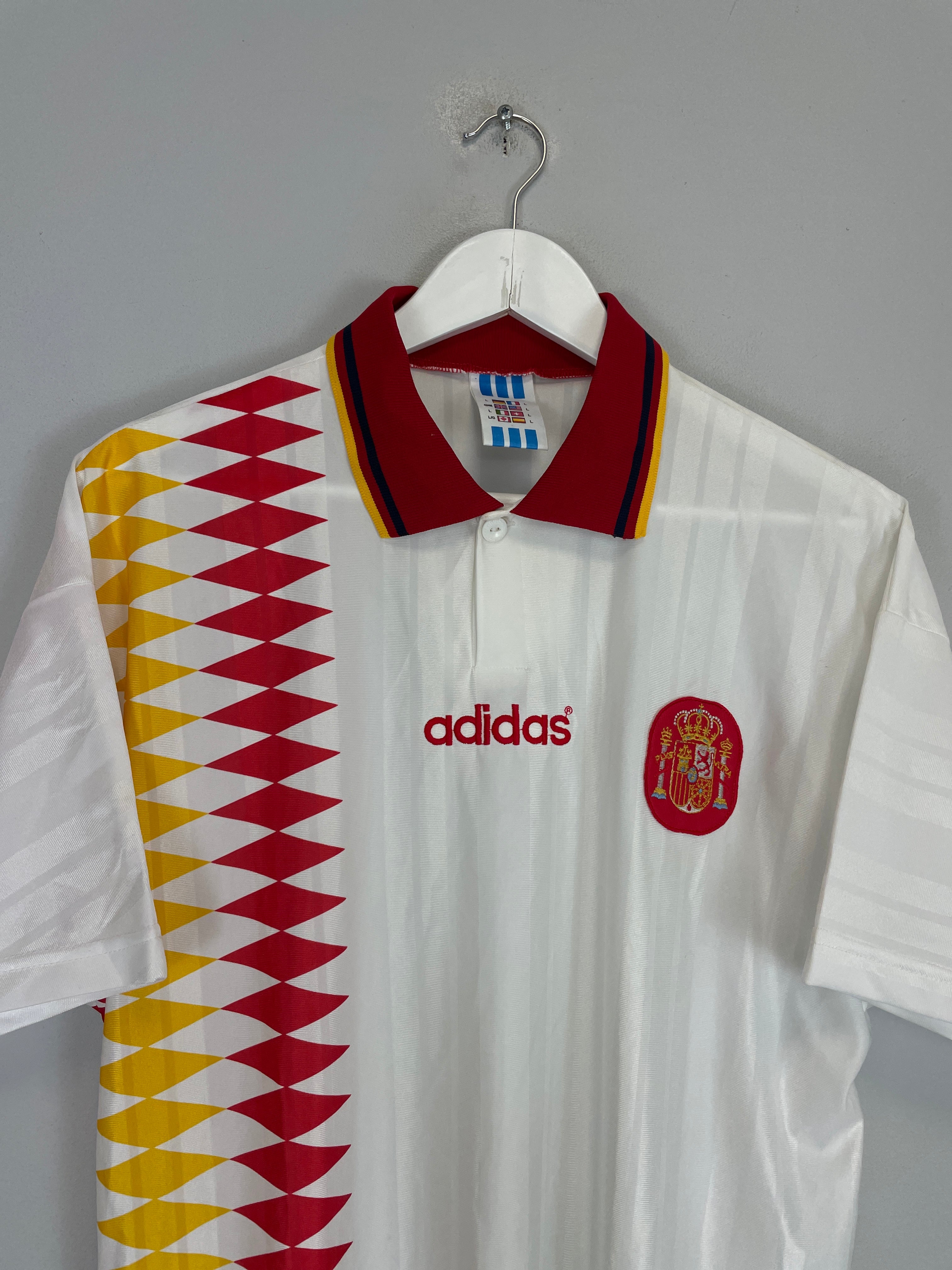 Shop 1994/96 SPAIN AWAY SHIRT (L) ADIDAS, classic football shirts, vintage football shirts & retro soccer jerseys at Cult Kits