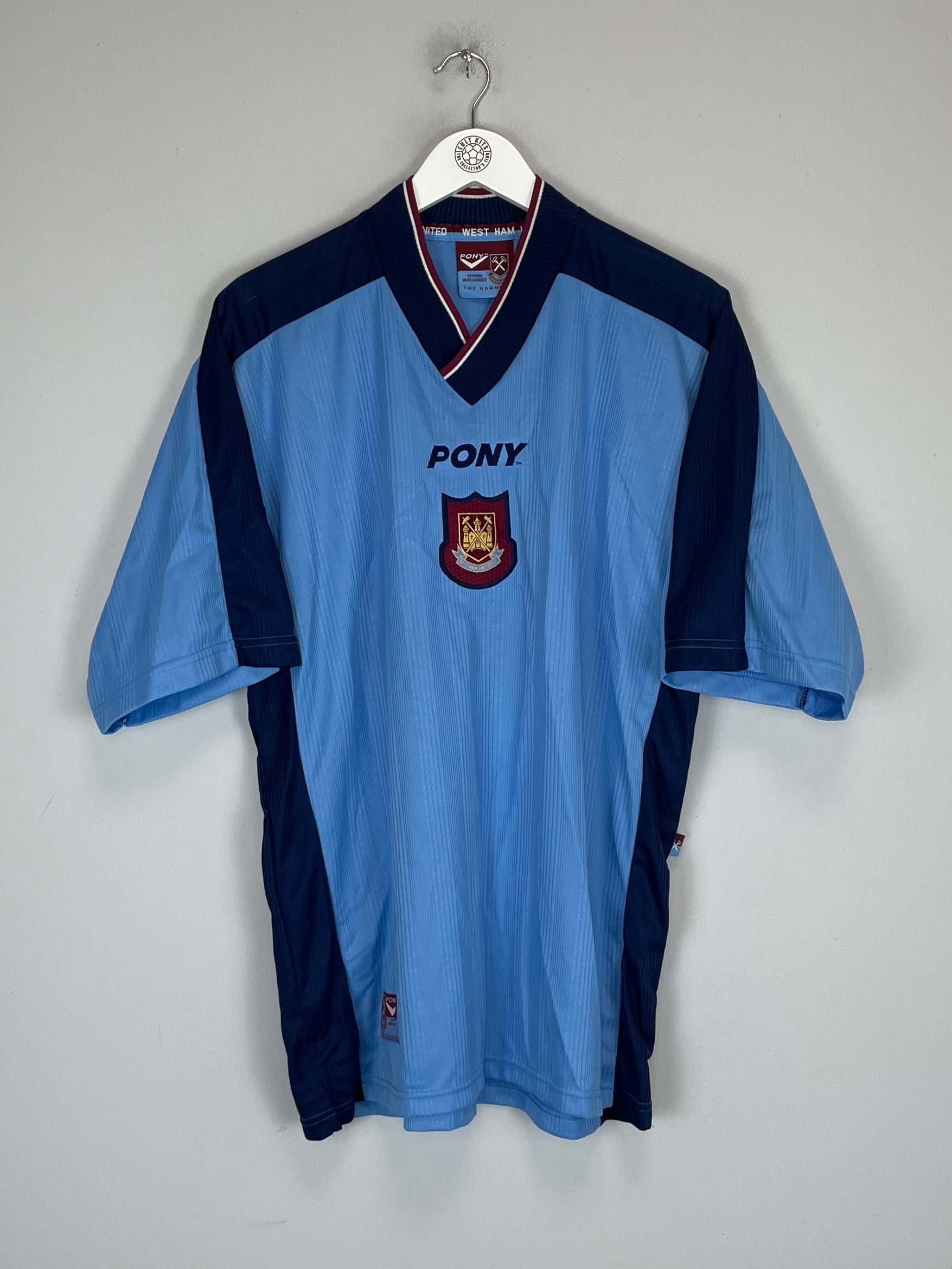 Shop 1997/98 WEST HAM AWAY SHIRT (L) PONY, classic football shirts, vintage football shirts & retro soccer jerseys at Cult Kits