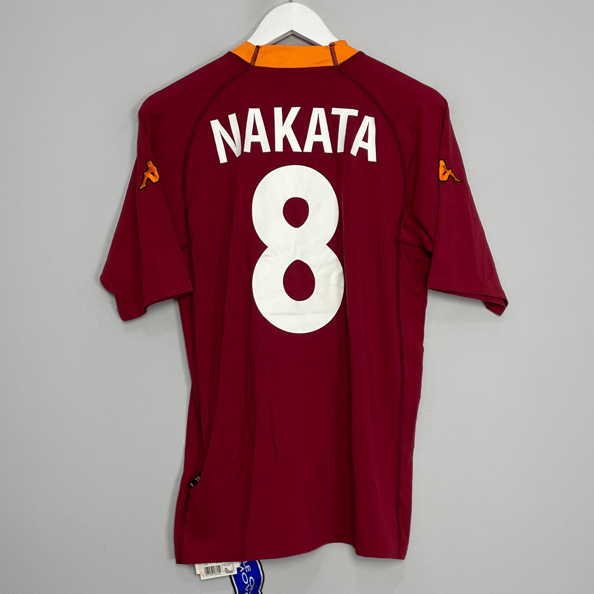 Shop 2000/01 ROMA NAKATA #8 *BNWT* HOME SHIRT (XL) KAPPA, classic football shirts, vintage football shirts & retro soccer jerseys at Cult Kits