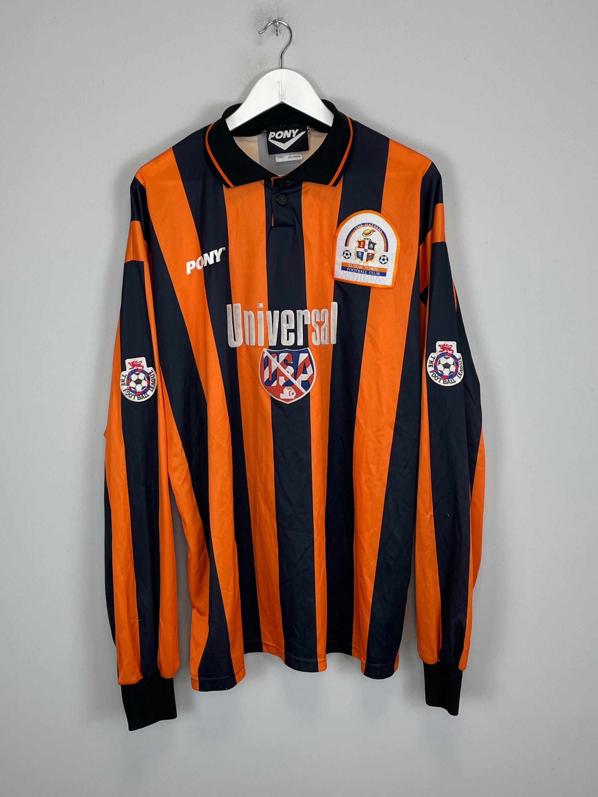 Shop 1995/96 LUTON TOWN L/S *PLAYER ISSUE* AWAY SHIRT (XXL) PONY, classic football shirts, vintage football shirts & retro soccer jerseys at Cult Kits