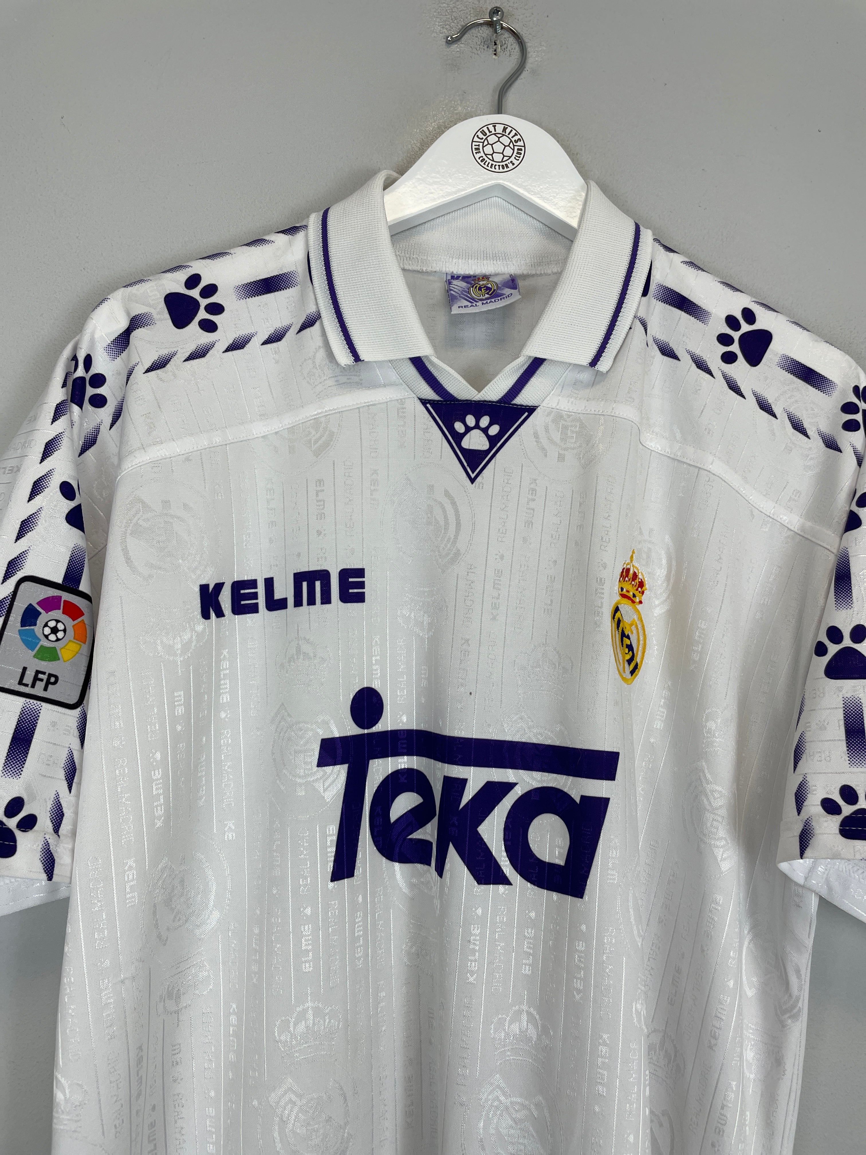 Shop 1994/96 REAL MADRID HOME SHIRT (L) KELME, classic football shirts, vintage football shirts & retro soccer jerseys at Cult Kits