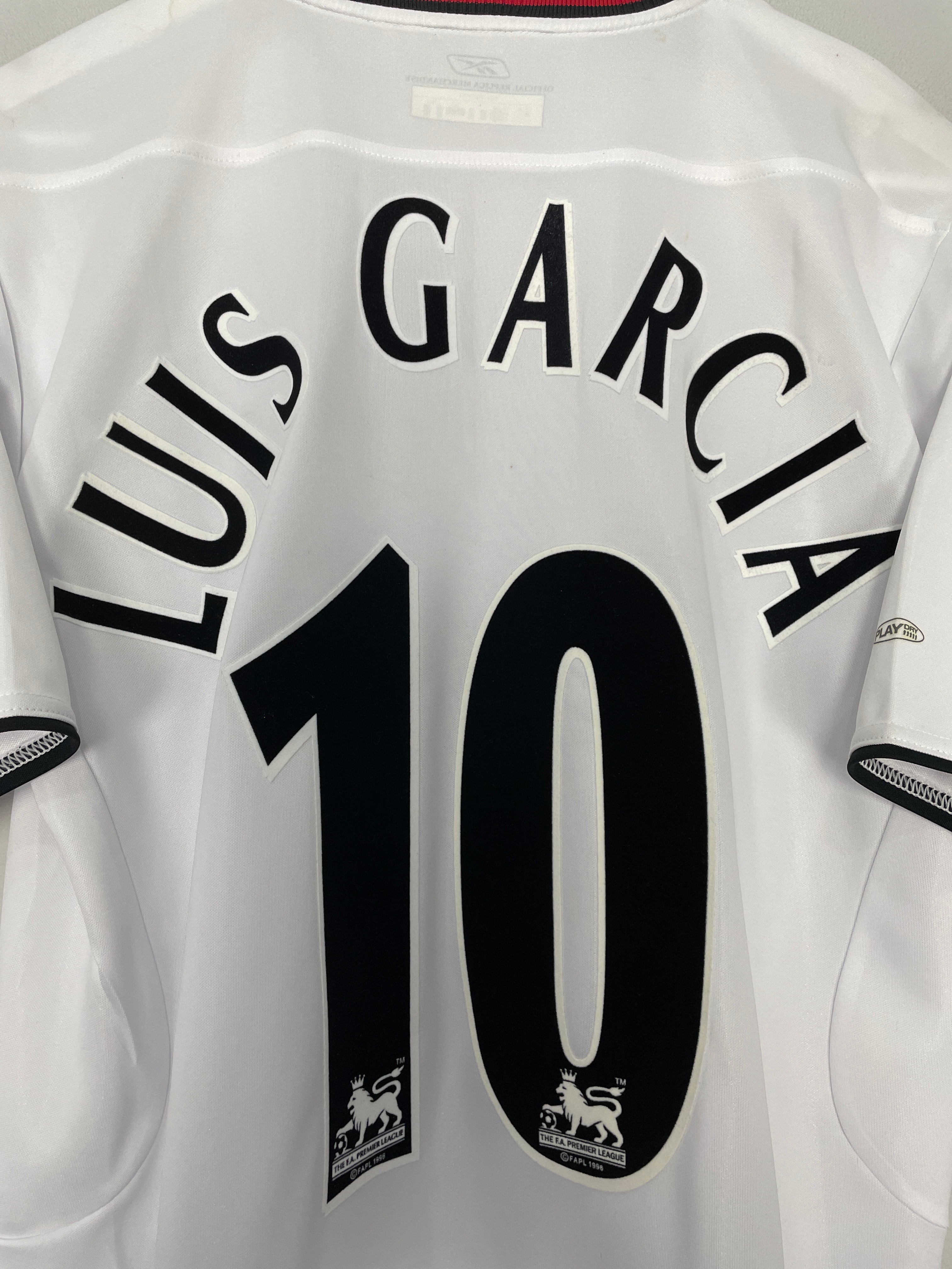 Shop 2003/04 LIVERPOOL LUIS GARCIA #10 AWAY SHIRT (M) REEBOK, classic football shirts, vintage football shirts & retro soccer jerseys at Cult Kits