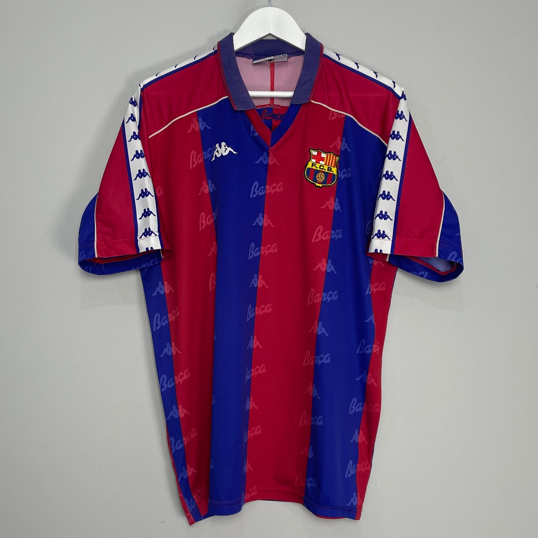 Shop 1992/95 BARCELONA HOME SHIRT (XL) KAPPA, classic football shirts, vintage football shirts & retro soccer jerseys at Cult Kits