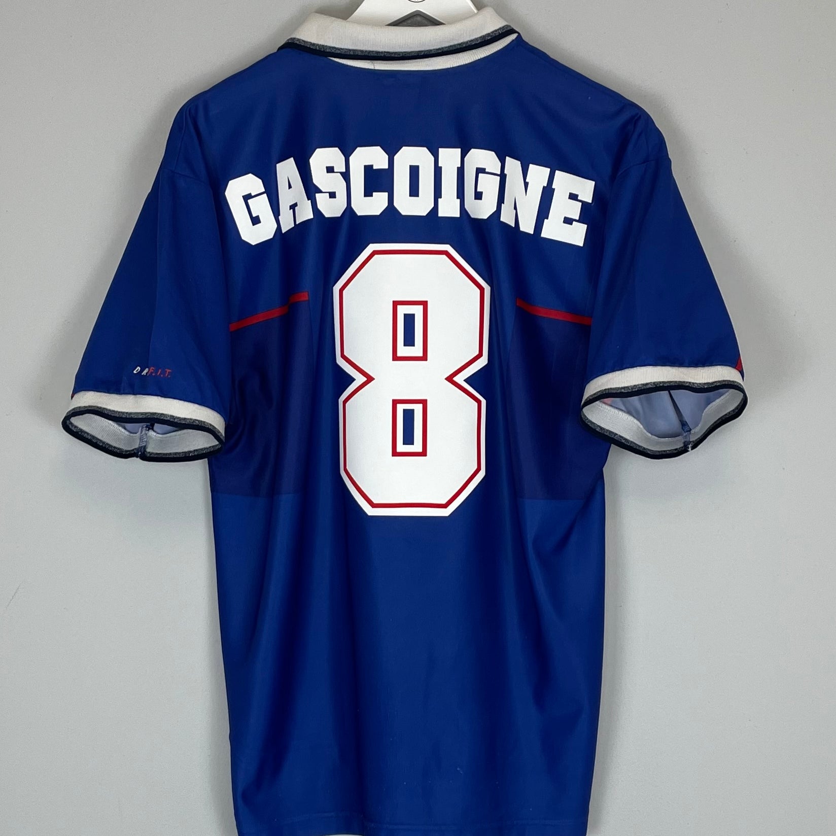 Shop 1997/99 RANGERS GASCOIGNE #8 HOME SHIRT (L) NIKE, classic football shirts, vintage football shirts & retro soccer jerseys at Cult Kits