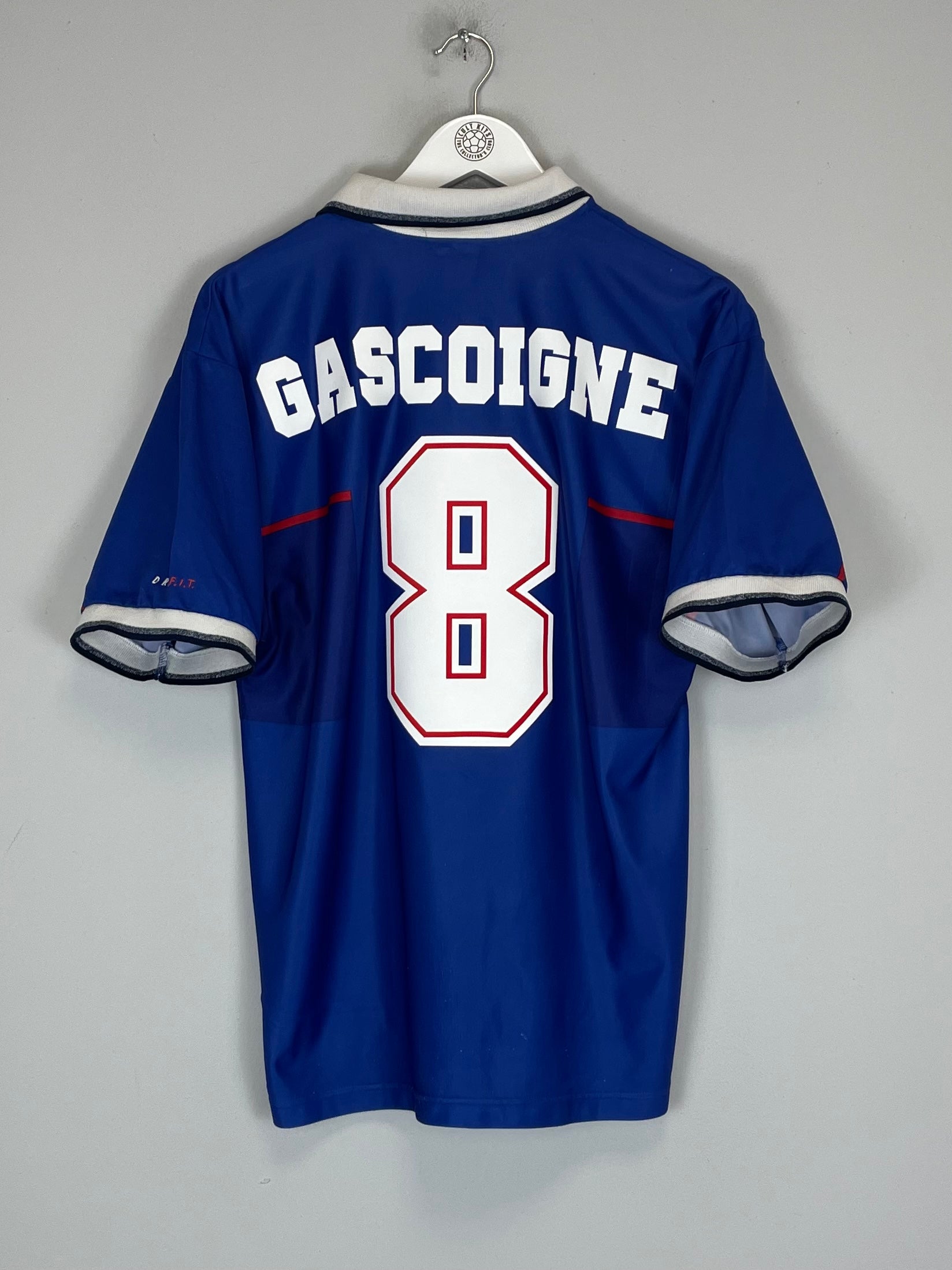 Shop 1997/99 RANGERS GASCOIGNE #8 HOME SHIRT (L) NIKE, classic football shirts, vintage football shirts & retro soccer jerseys at Cult Kits