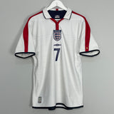 2003/05 ENGLAND BECKHAM #7 HOME SHIRT (M) UMBRO
