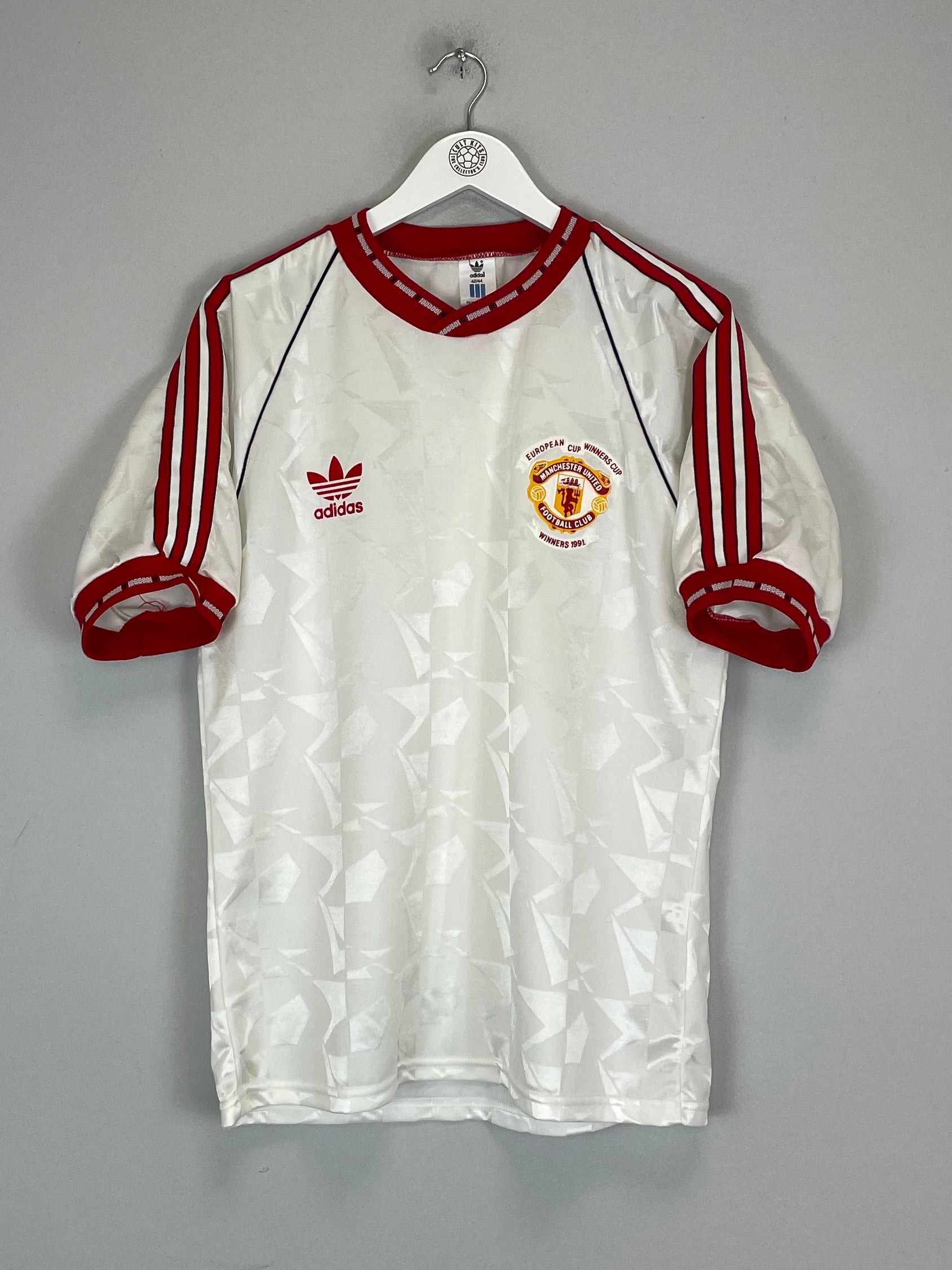 Shop 1991 MANCHESTER UNITED ECWC AWAY SHIRT (L) ADIDAS, classic football shirts, vintage football shirts & retro soccer jerseys at Cult Kits