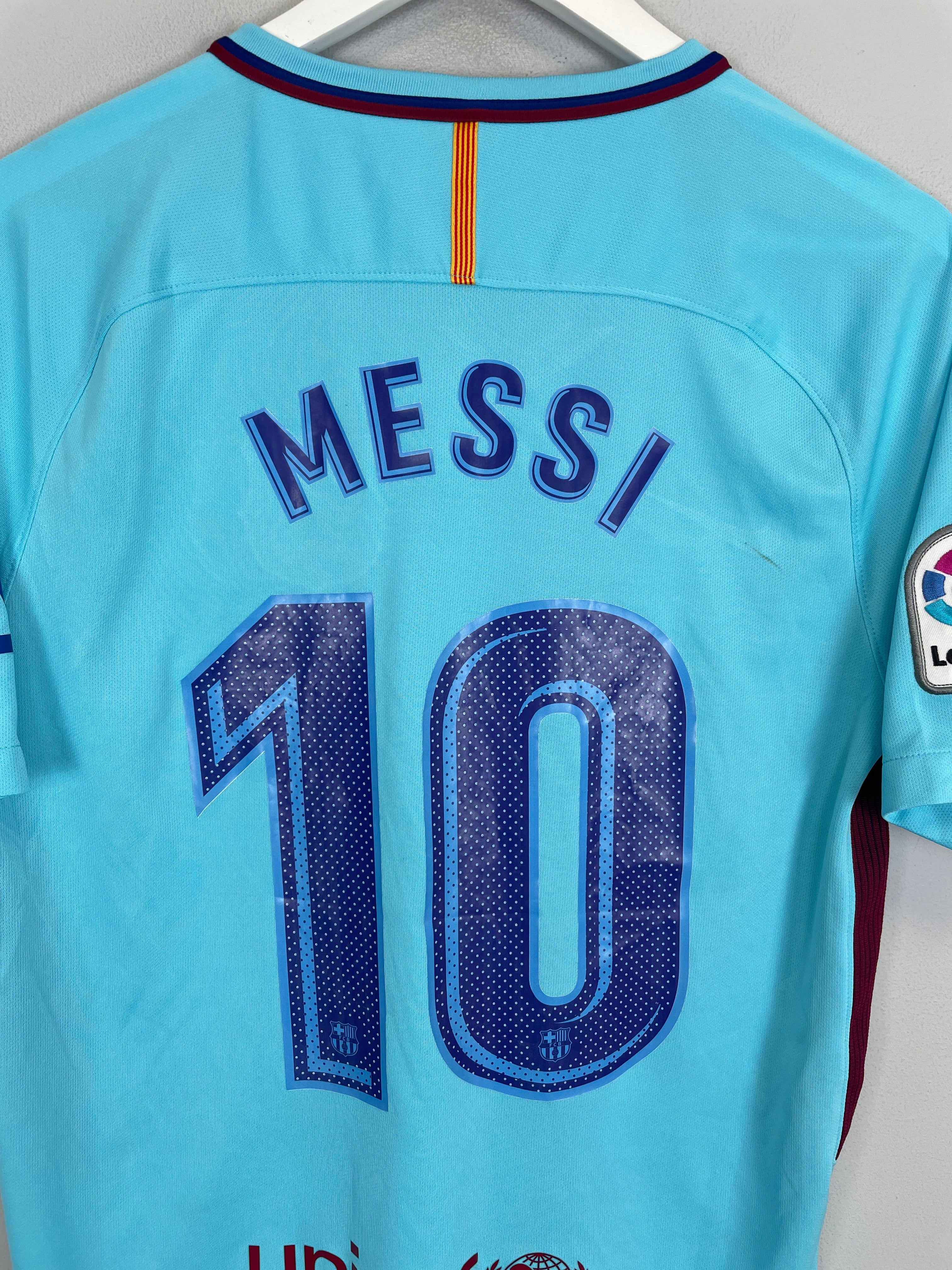 Shop 2017/18 BARCELONA MESSI #10 AWAY SHIRT (M) NIKE, classic football shirts, vintage football shirts & retro soccer jerseys at Cult Kits