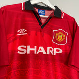 1994/96 MANCHESTER UNITED BECKHAM #24 HOME SHIRT (L) UMBRO