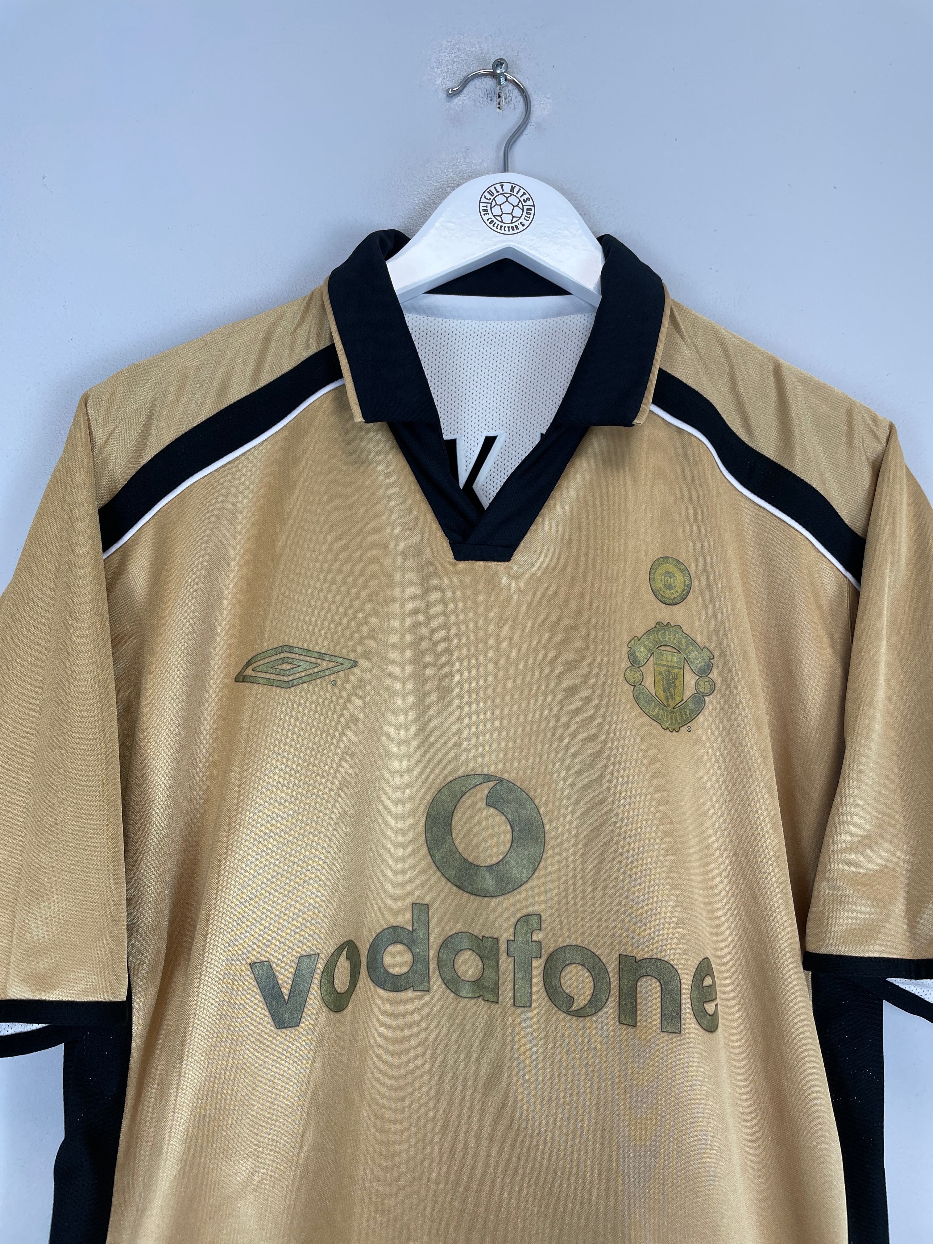Shop 2001/02 MANCHESTER UNITED BECKHAM #7 C/L AWAY/THIRD CENTENARY SHIRT (XL) UMBRO, classic football shirts, vintage football shirts & retro soccer jerseys at Cult Kits