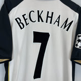 Shop 2001/02 MANCHESTER UNITED BECKHAM #7 C/L AWAY/THIRD CENTENARY SHIRT (XL) UMBRO, classic football shirts, vintage football shirts & retro soccer jerseys at Cult Kits