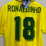 Shop 1994/96 BRAZIL RONALDINHO #18 *BNWT* HOME SHIRT (M) UMBRO, classic football shirts, vintage football shirts & retro soccer jerseys at Cult Kits