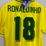 Shop 1994/96 BRAZIL RONALDINHO #18 *BNWT* HOME SHIRT (M) UMBRO, classic football shirts, vintage football shirts & retro soccer jerseys at Cult Kits