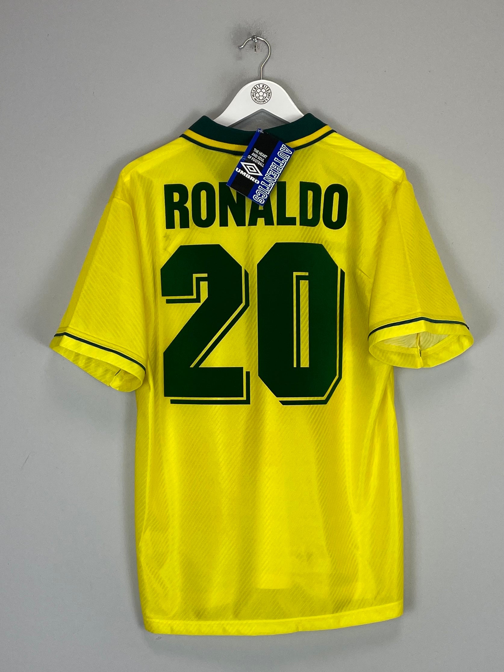 Shop 1994/96 BRAZIL RONALDO #20 *BNWT* HOME SHIRT (M) UMBRO, classic football shirts, vintage football shirts & retro soccer jerseys at Cult Kits