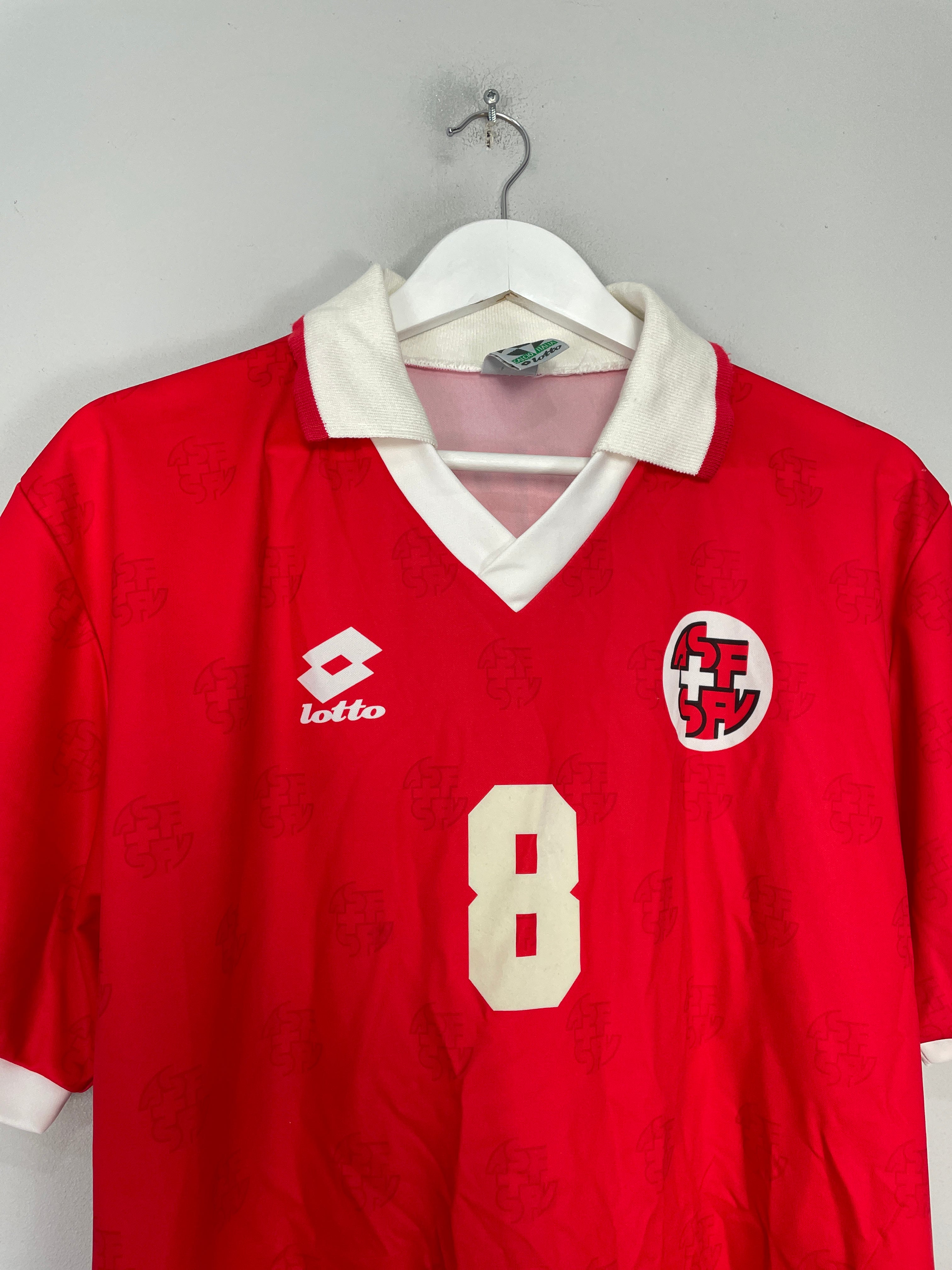 Shop 1994/96 SWITZERLAND OHREL #8 HOME SHIRT (M) LOTTO, classic football shirts, vintage football shirts & retro soccer jerseys at Cult Kits