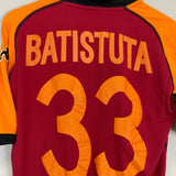 Shop 2002/03 ROMA BATISTUTA #33 EUROPEAN HOME SHIRT (M) KAPPA, classic football shirts, vintage football shirts & retro soccer jerseys at Cult Kits