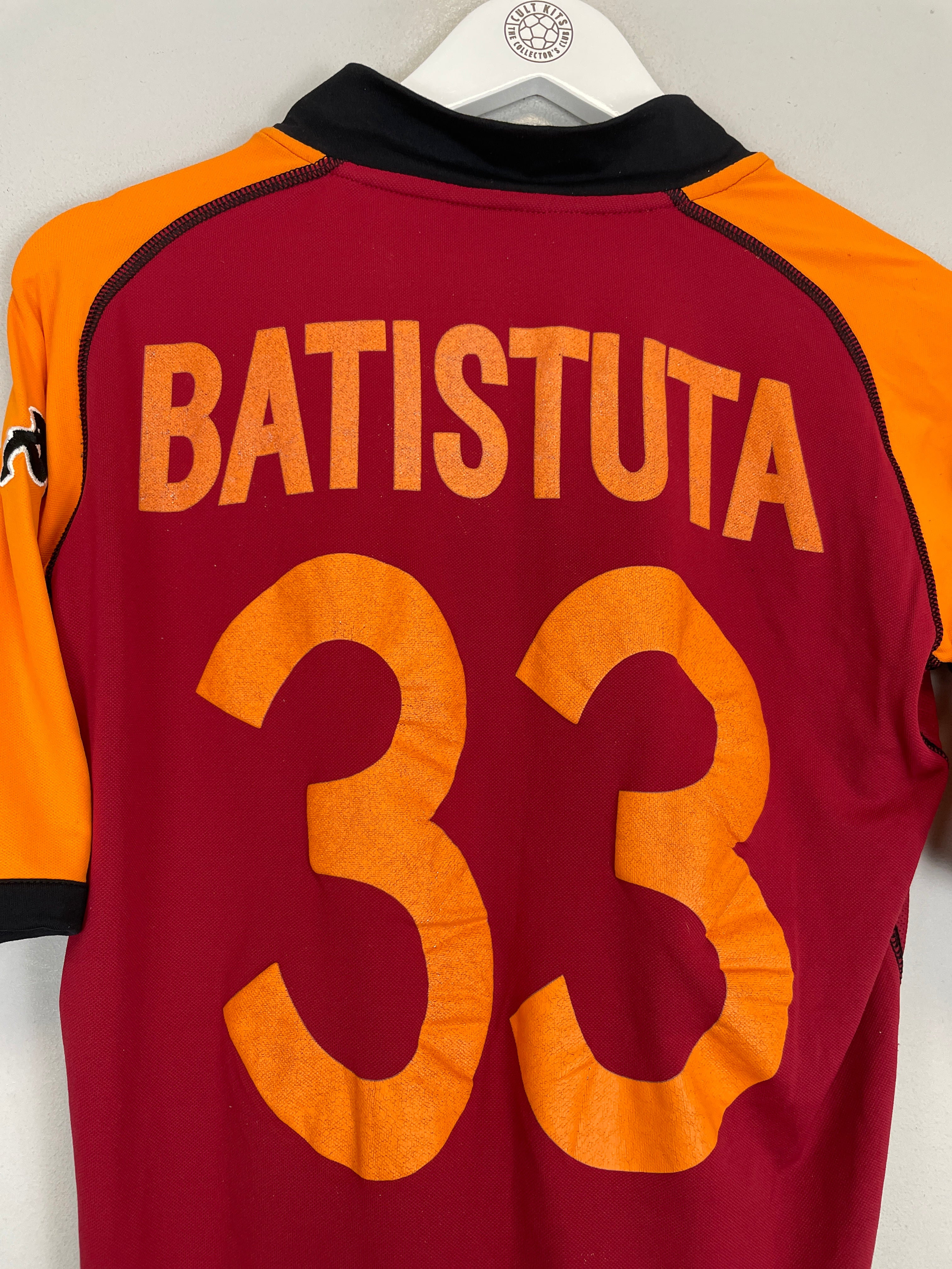 Shop 2002/03 ROMA BATISTUTA #33 EUROPEAN HOME SHIRT (M) KAPPA, classic football shirts, vintage football shirts & retro soccer jerseys at Cult Kits