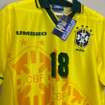 Shop 1994/96 BRAZIL RONALDINHO #18 *BNWT* HOME SHIRT (M) UMBRO, classic football shirts, vintage football shirts & retro soccer jerseys at Cult Kits