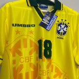 Shop 1994/96 BRAZIL RONALDINHO #18 *BNWT* HOME SHIRT (M) UMBRO, classic football shirts, vintage football shirts & retro soccer jerseys at Cult Kits