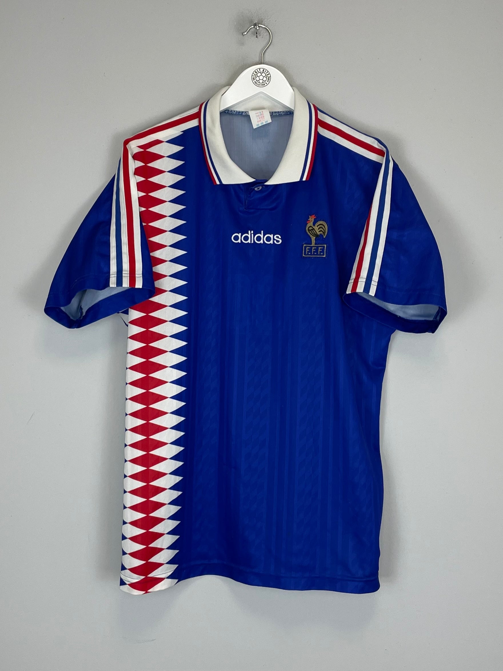 Shop 1994/96 FRANCE HOME SHIRT (L) ADIDAS, classic football shirts, vintage football shirts & retro soccer jerseys at Cult Kits