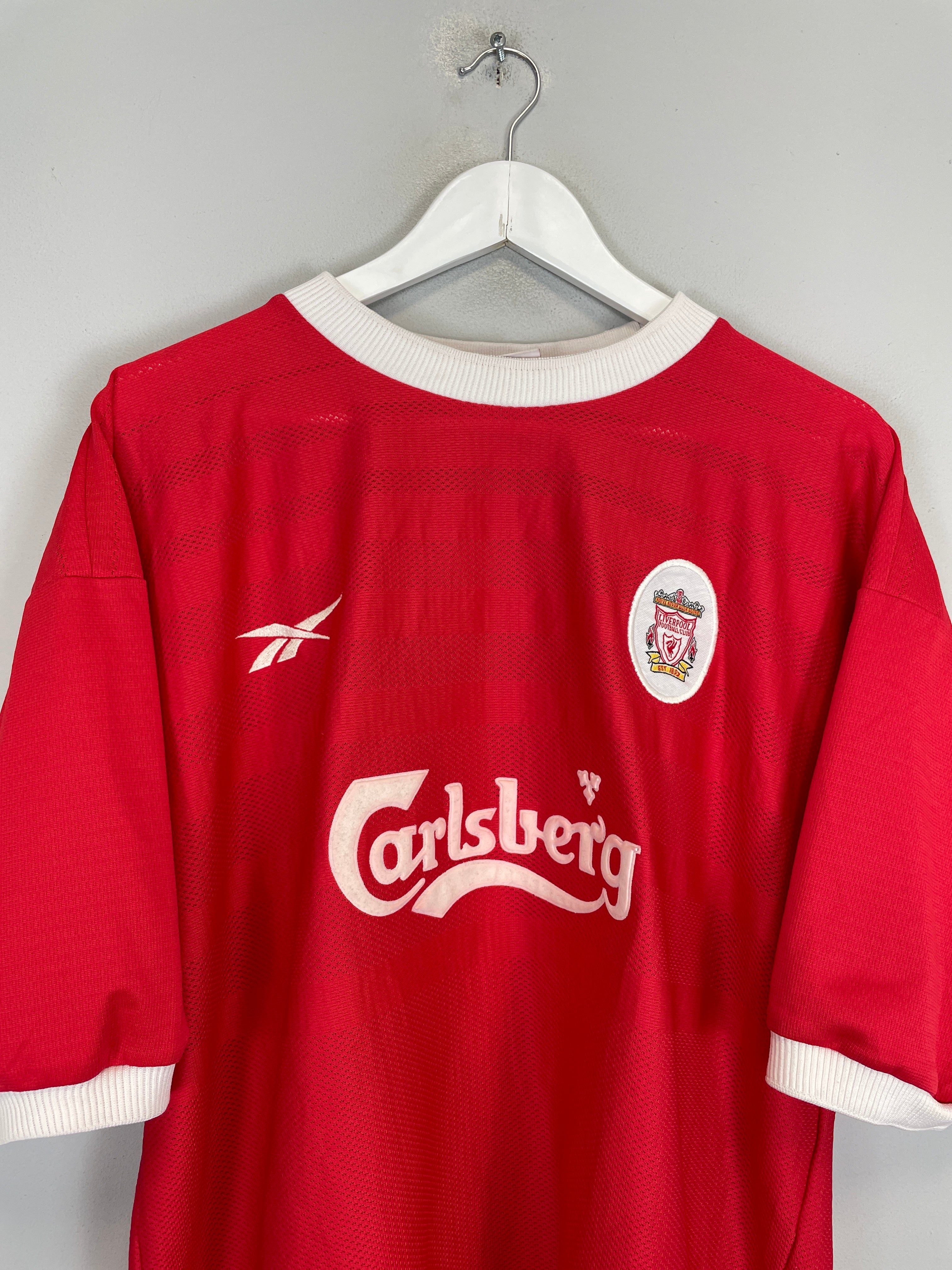 1998/00 LIVERPOOL DUNDEE #16 *SIGNED* HOME SHIRT (XL) REEBOK