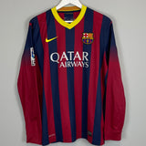 Shop 2013/14 BARCELONA PIQUE #3 L/S HOME SHIRT (L) NIKE, classic football shirts, vintage football shirts & retro soccer jerseys at Cult Kits