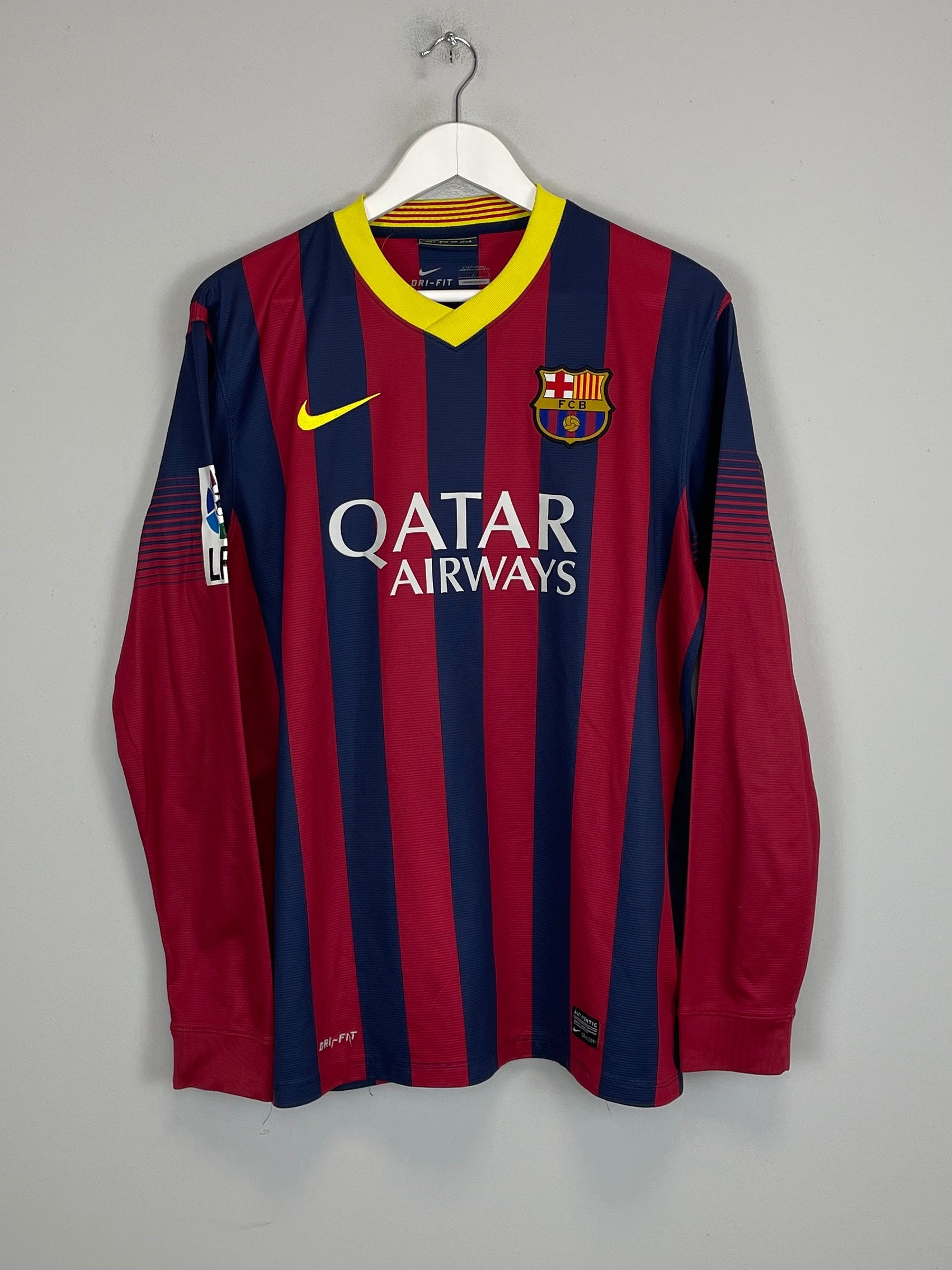 Shop 2013/14 BARCELONA PIQUE #3 L/S HOME SHIRT (L) NIKE, classic football shirts, vintage football shirts & retro soccer jerseys at Cult Kits
