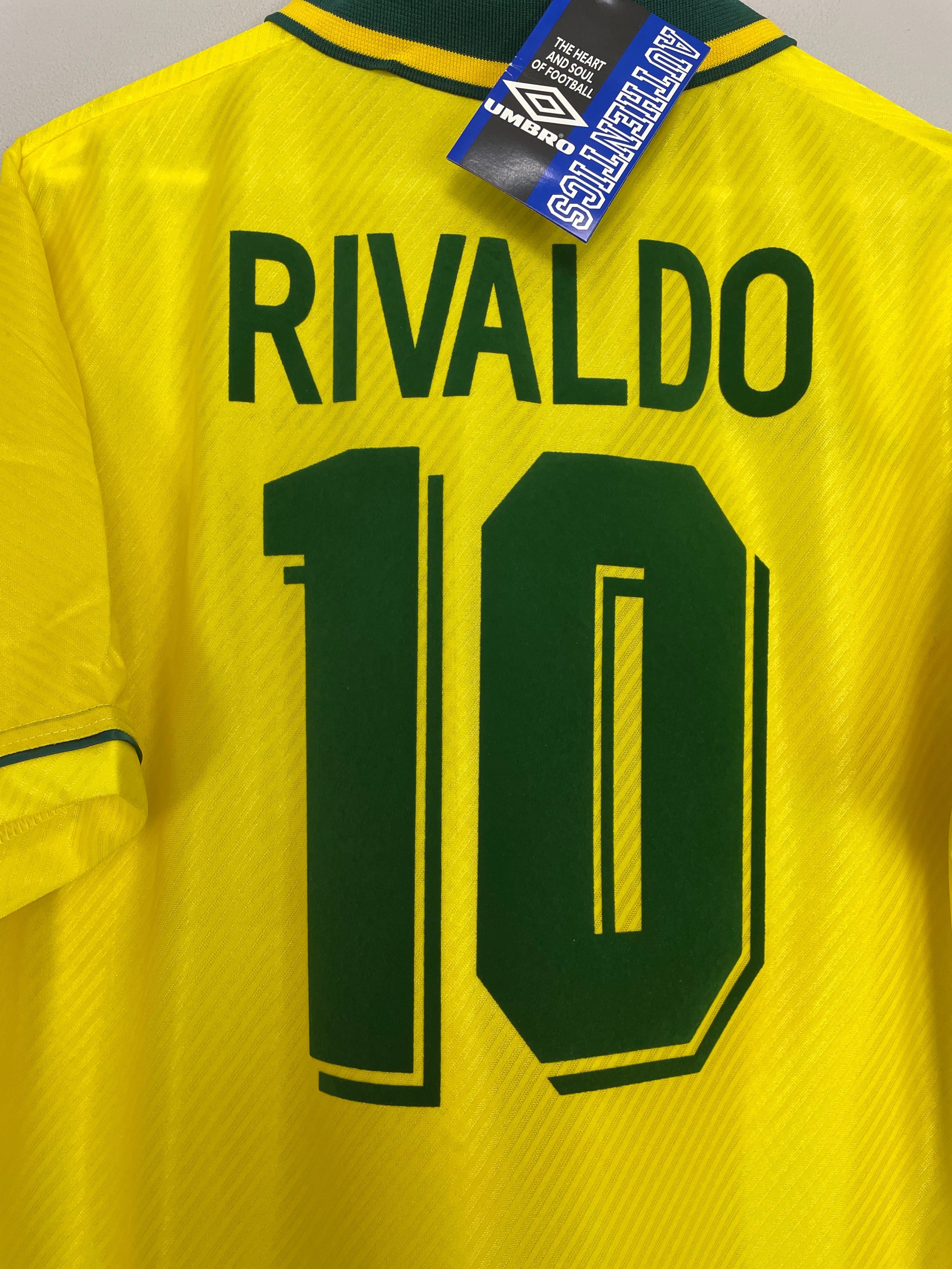 Shop 1994/96 BRAZIL RIVALDO #10 *BNWT* HOME SHIRT (L) UMBRO, classic football shirts, vintage football shirts & retro soccer jerseys at Cult Kits