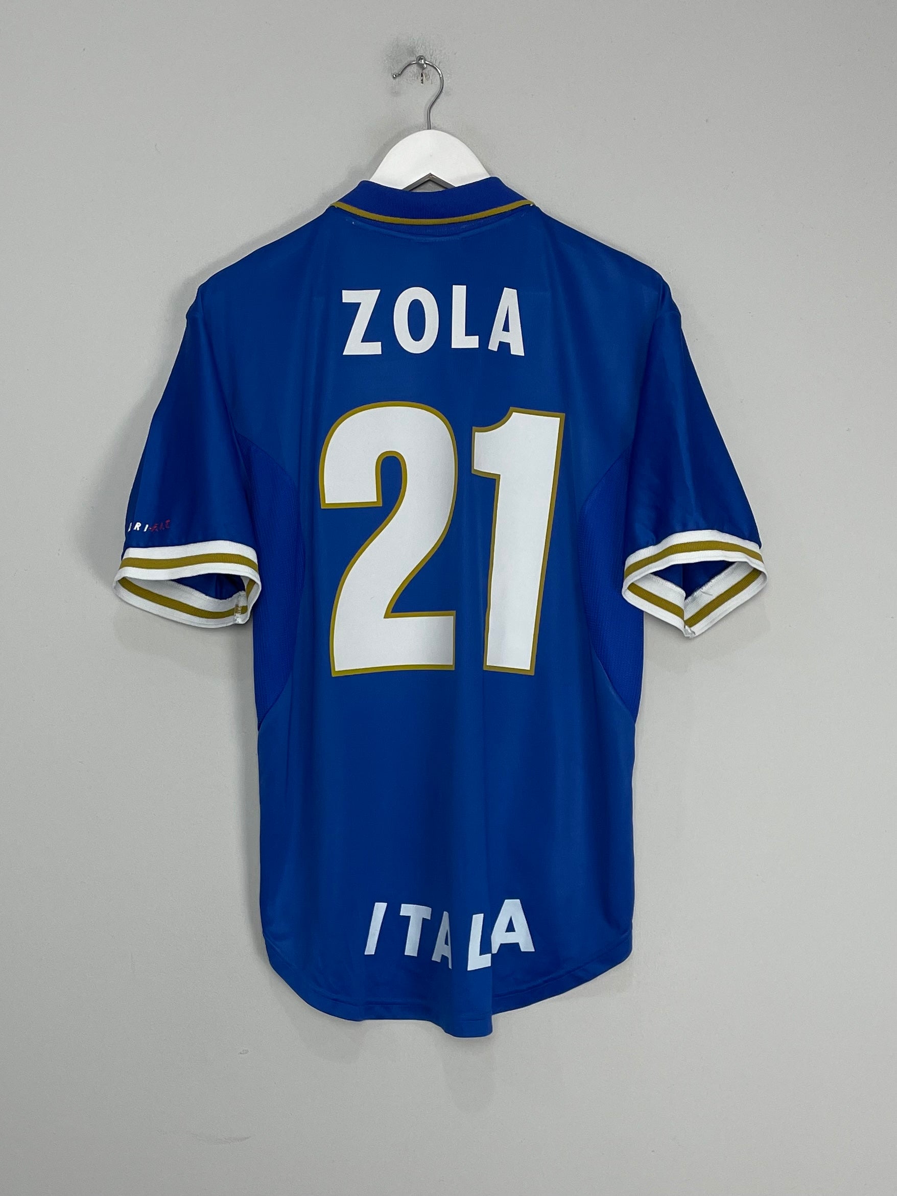 Shop 1996/97 ITALY ZOLA #21 HOME SHIRT (L) NIKE, classic football shirts, vintage football shirts & retro soccer jerseys at Cult Kits