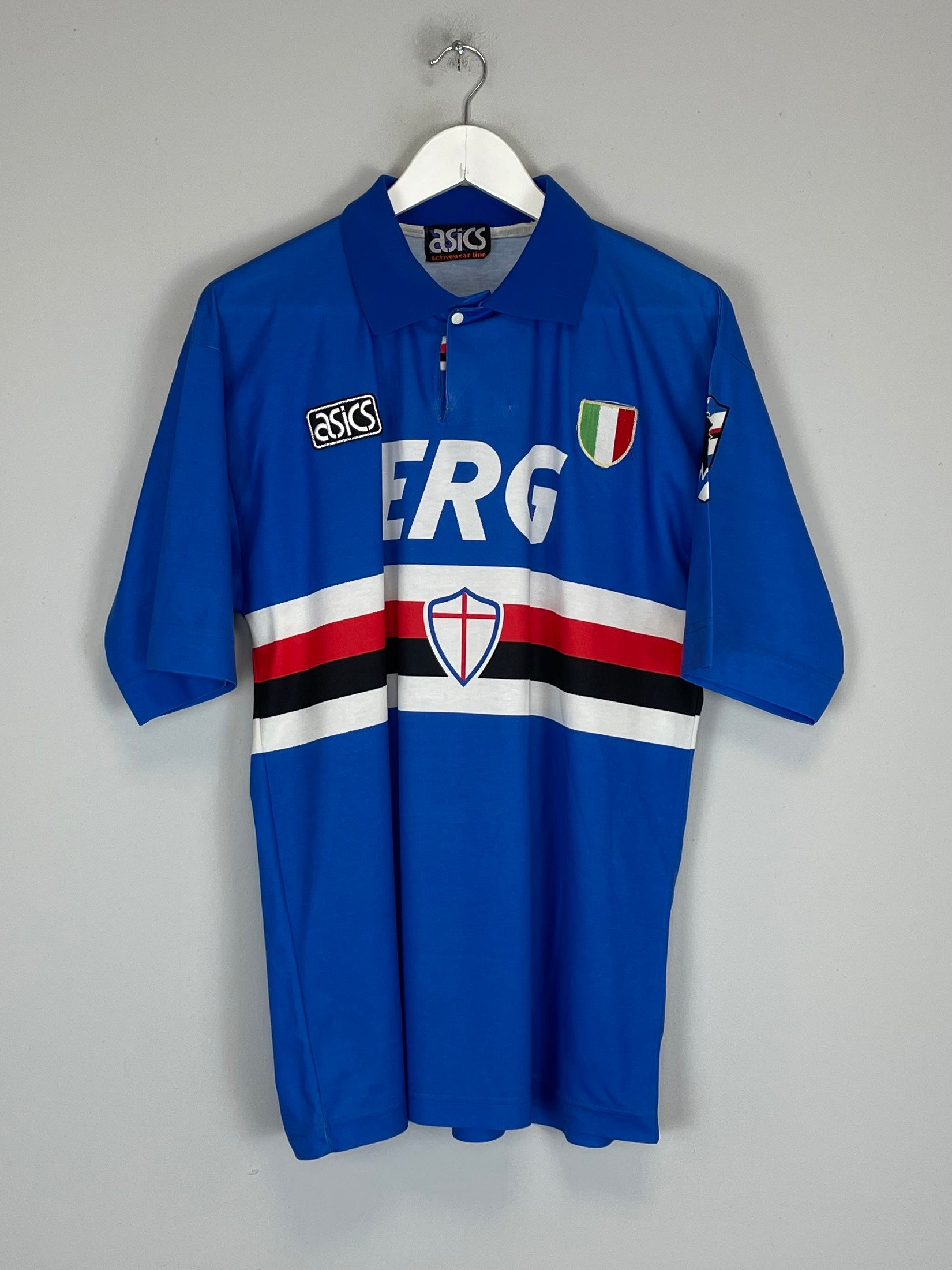Shop 1991/92 SAMPDORIA HOME SHIRT (L) ASICS, classic football shirts, vintage football shirts & retro soccer jerseys at Cult Kits