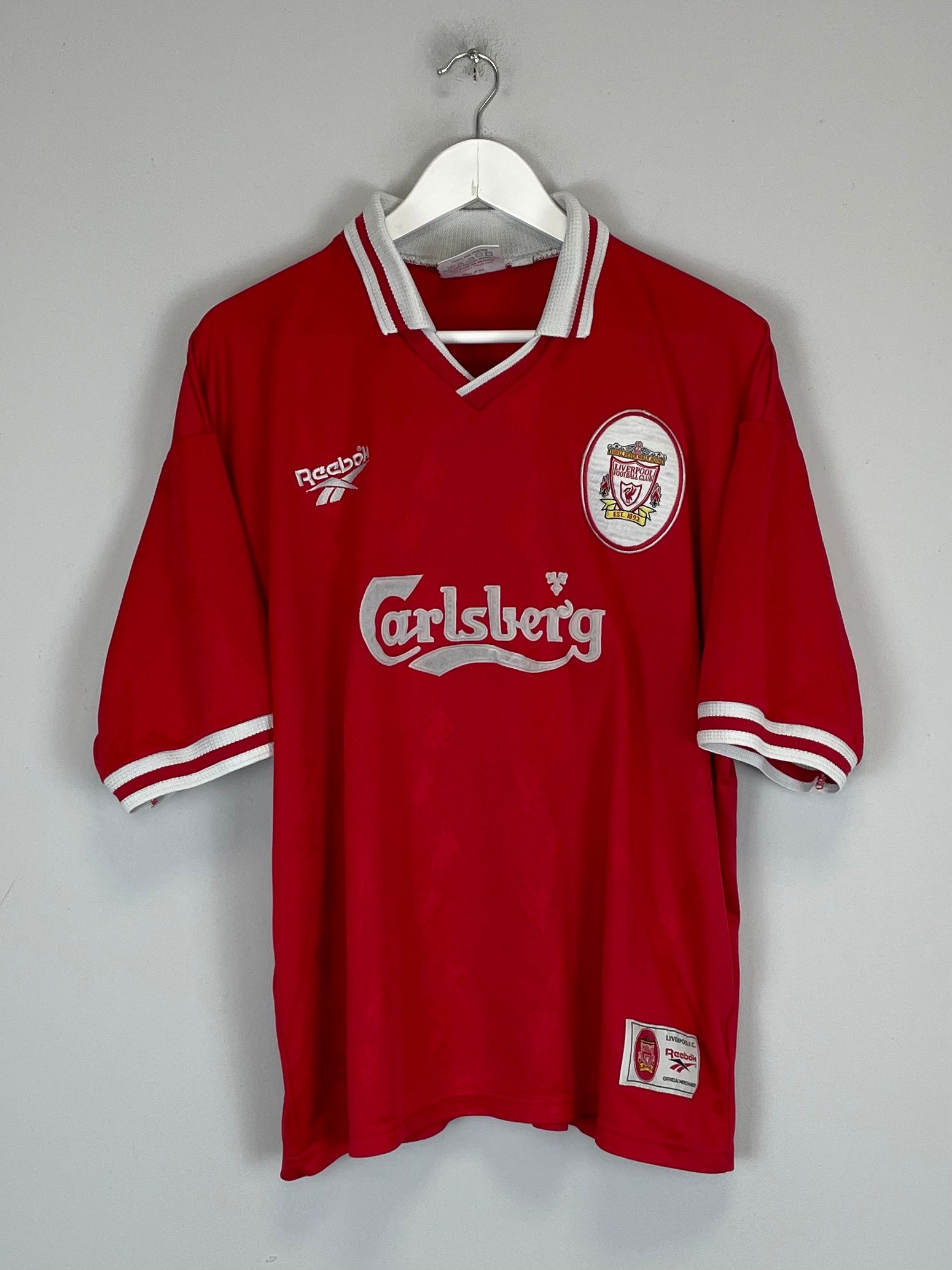 Shop 1996/98 LIVERPOOL FOWLER #9 HOME SHIRT (XL) REEBOK, classic football shirts, vintage football shirts & retro soccer jerseys at Cult Kits