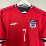 Shop 2002/04 ENGLAND BECKHAM #7 AWAY SHIRT (M) UMBRO, classic football shirts, vintage football shirts & retro soccer jerseys at Cult Kits