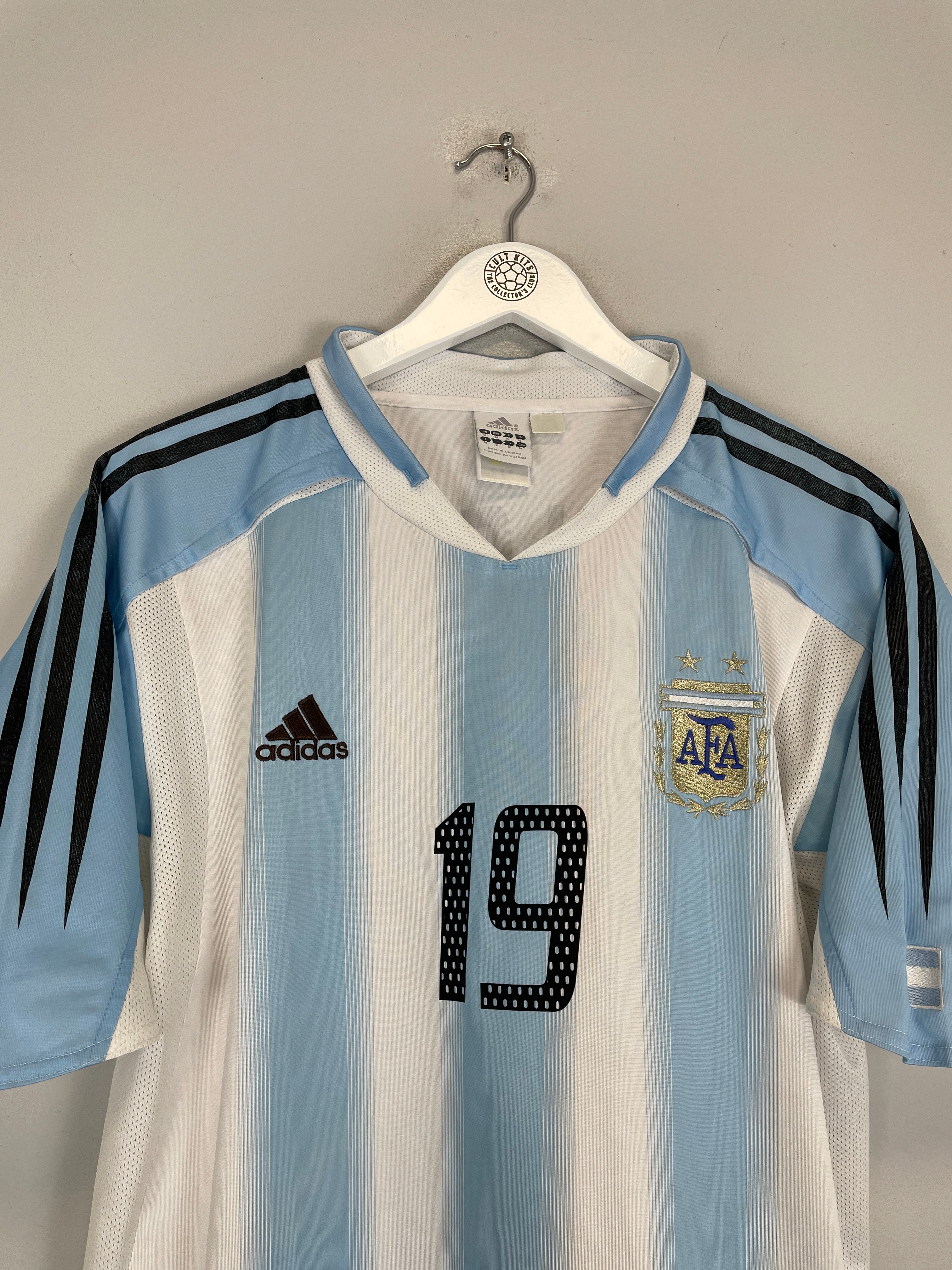 Shop 2004/05 ARGENTINA C.DELGADO #19 HOME SHIRT (M) ADIDAS, classic football shirts, vintage football shirts & retro soccer jerseys at Cult Kits