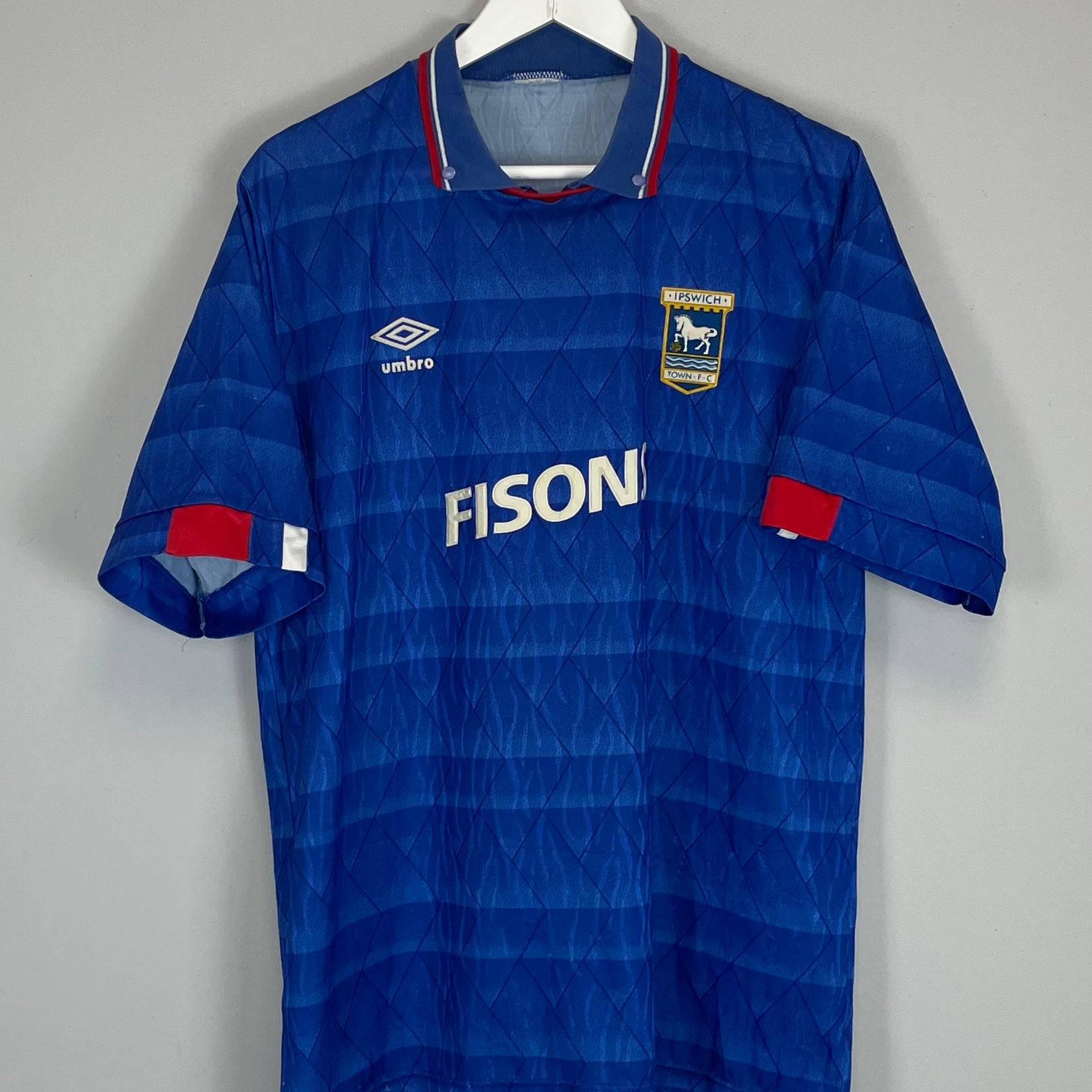 Shop 1989/92 IPSWICH TOWN HOME SHIRT (L) UMBRO, classic football shirts, vintage football shirts & retro soccer jerseys at Cult Kits