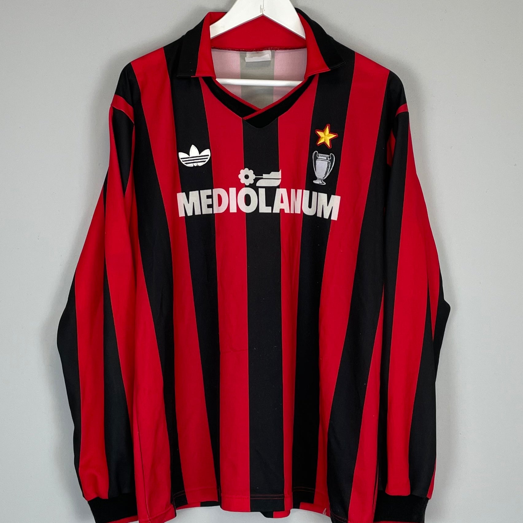 Shop 1990/91 AC MILAN L/S HOME SHIRT (L) ADIDAS, classic football shirts, vintage football shirts & retro soccer jerseys at Cult Kits