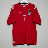 Shop 2004/06 ENGLAND BECKHAM #7 AWAY SHIRT (XXL) UMBRO, classic football shirts, vintage football shirts & retro soccer jerseys at Cult Kits