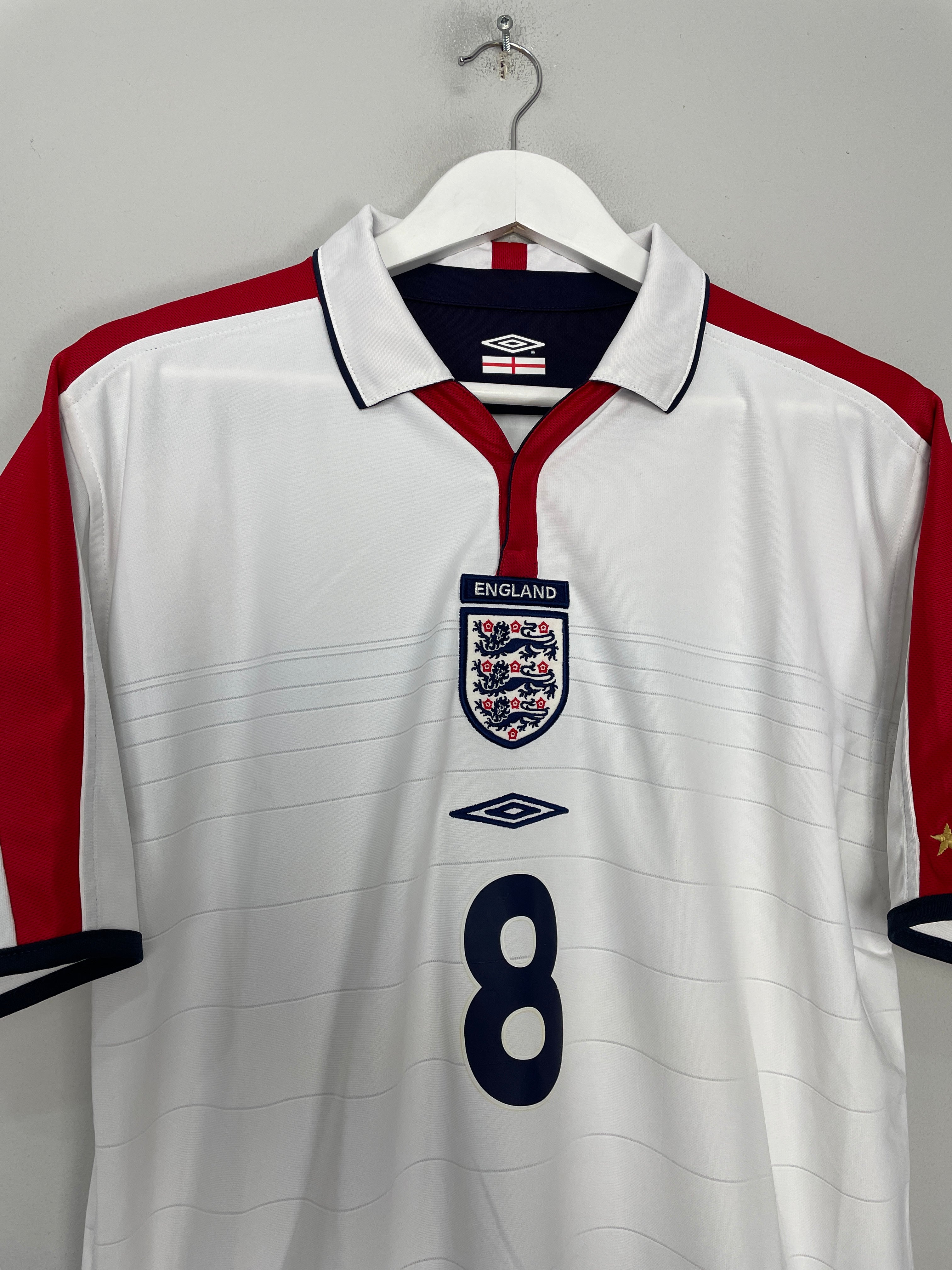 Shop 2003/05 ENGLAND #8 HOME SHIRT (L) UMBRO, classic football shirts, vintage football shirts & retro soccer jerseys at Cult Kits