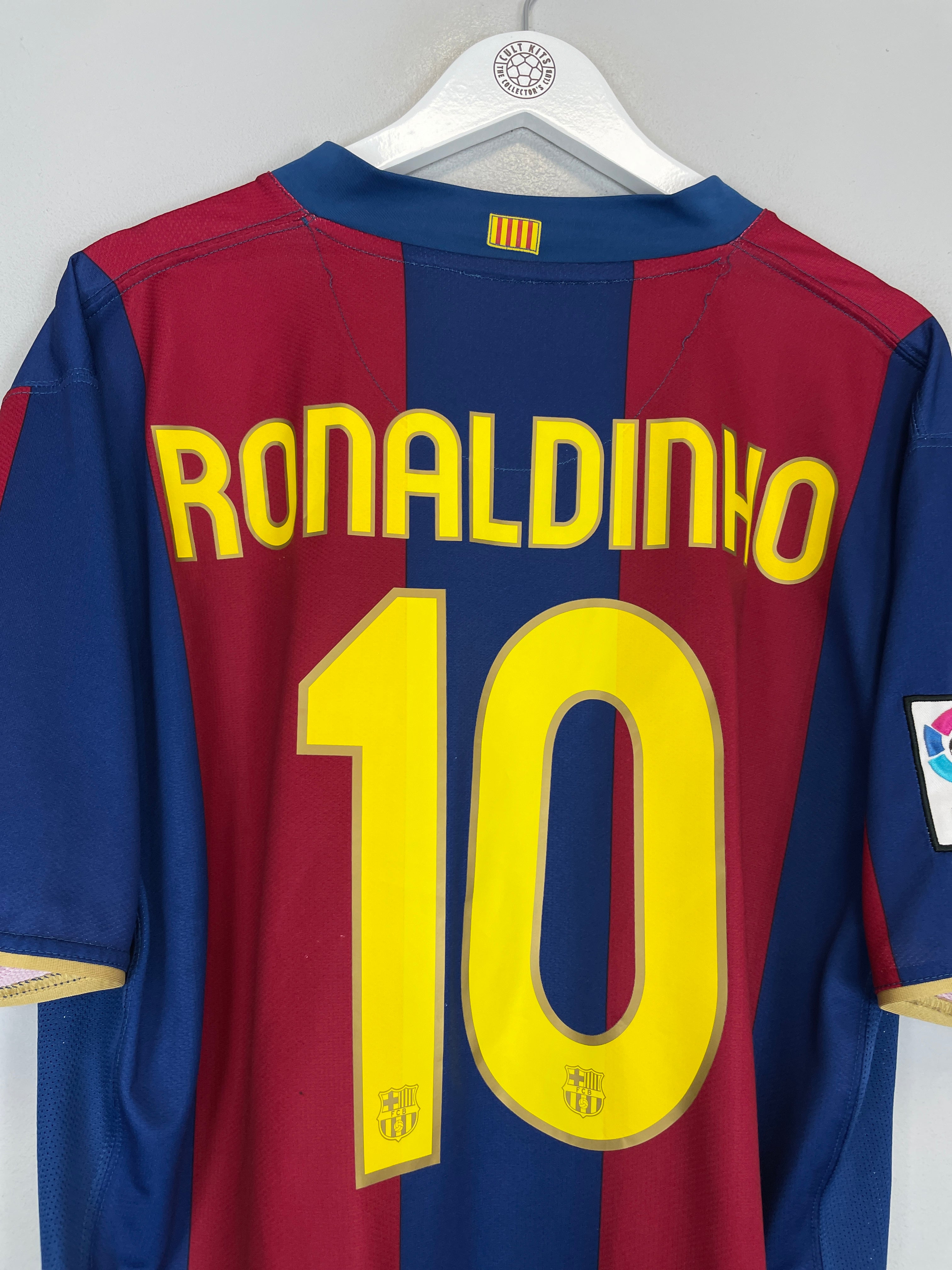 Shop 2007/08 BARCELONA RONALDINHO #10 HOME SHIRT (XL) NIKE, classic football shirts, vintage football shirts & retro soccer jerseys at Cult Kits