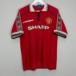 Shop 1998/00 MANCHESTER UNITED BECKHAM #7 HOME SHIRT (L) UMBRO, classic football shirts, vintage football shirts & retro soccer jerseys at Cult Kits