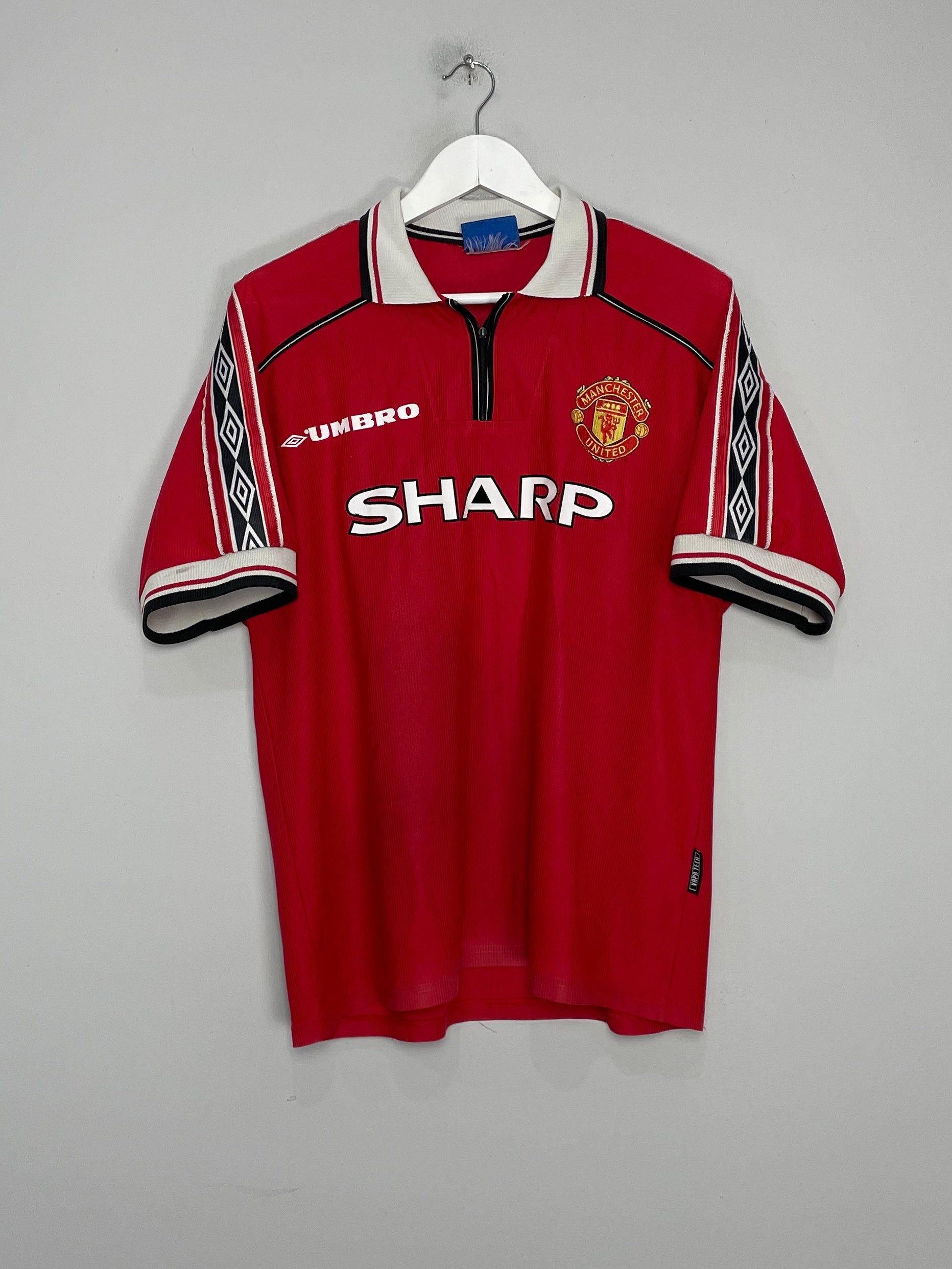 Shop 1998/00 MANCHESTER UNITED BECKHAM #7 HOME SHIRT (L) UMBRO, classic football shirts, vintage football shirts & retro soccer jerseys at Cult Kits