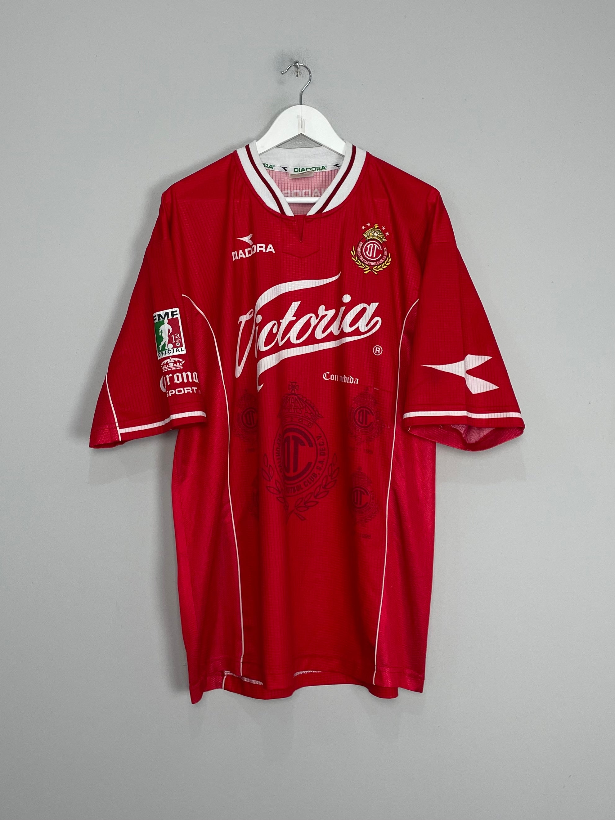 Shop 1998/99 DEPORTIVO TOLUCA HOME SHIRT (XL) DIADORA, classic football shirts, vintage football shirts & retro soccer jerseys at Cult Kits