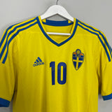 Shop 2016/17 SWEDEN #10 *PLAYER ISSUE* HOME SHIRT (M) ADIDAS, classic football shirts, vintage football shirts & retro soccer jerseys at Cult Kits