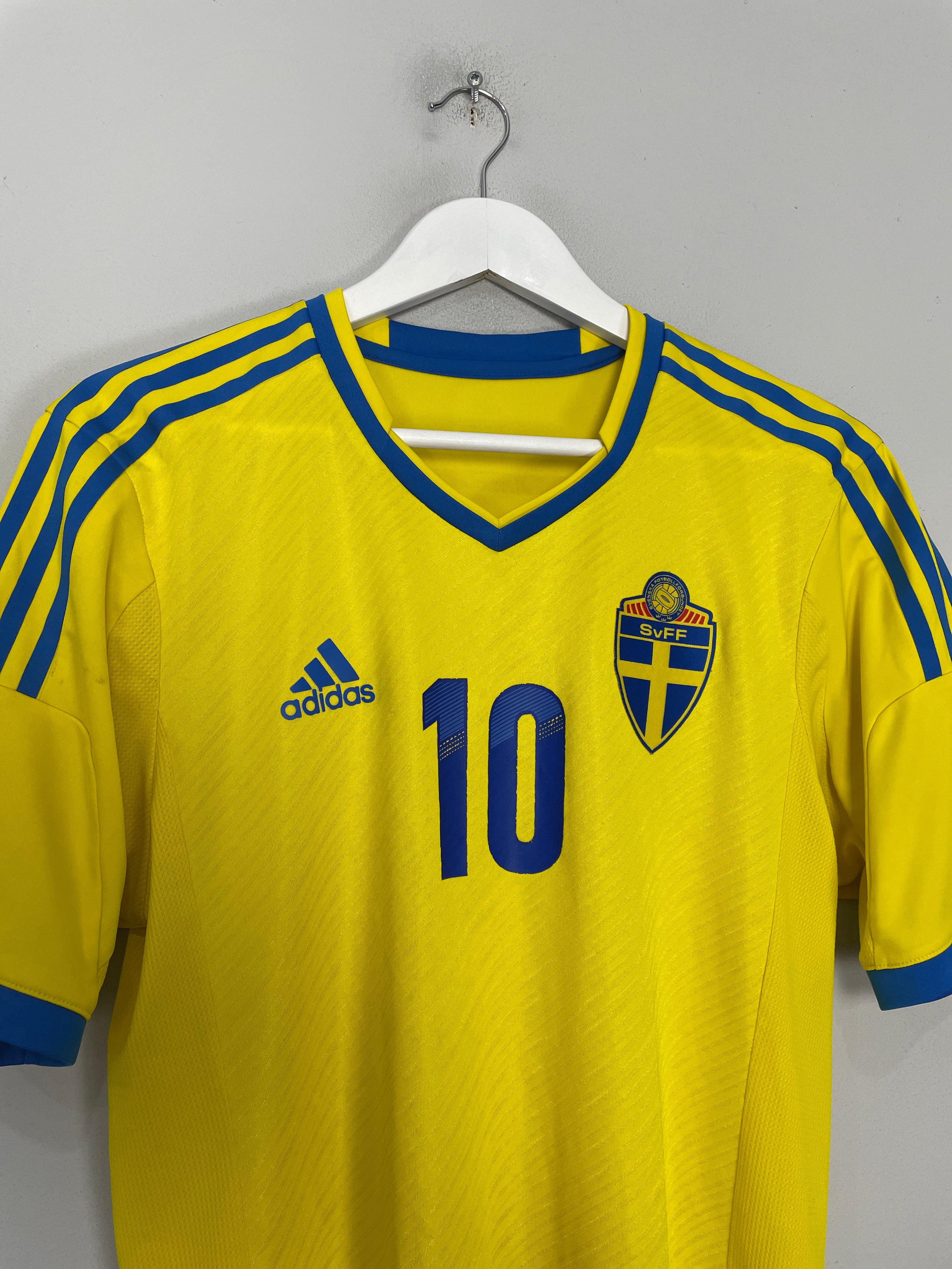 Shop 2016/17 SWEDEN #10 *PLAYER ISSUE* HOME SHIRT (M) ADIDAS, classic football shirts, vintage football shirts & retro soccer jerseys at Cult Kits
