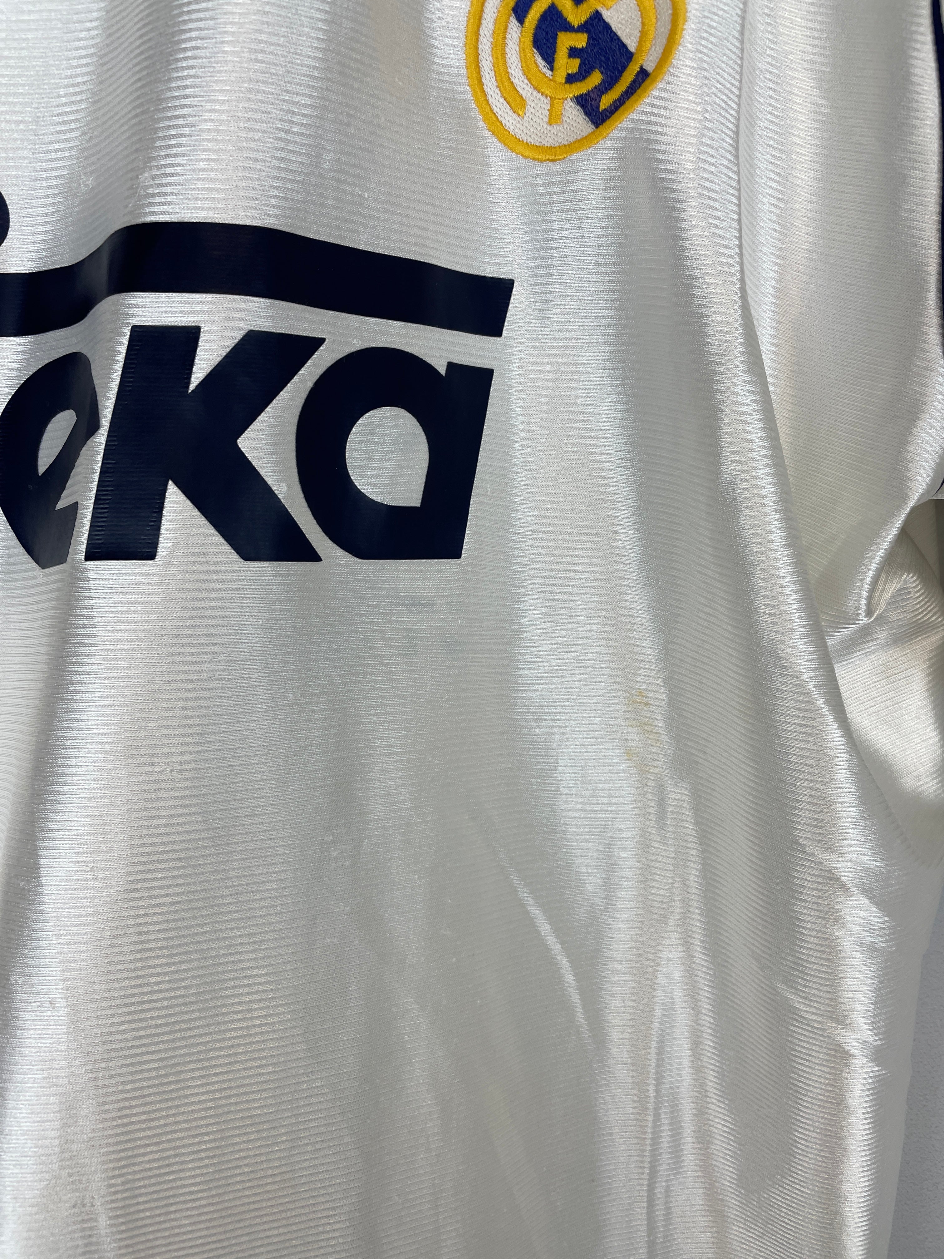 Shop 1998/00 REAL MADRID *EUROPEAN CHAMPIONS* HOME SHIRT L) ADIDAS, classic football shirts, vintage football shirts & retro soccer jerseys at Cult Kits