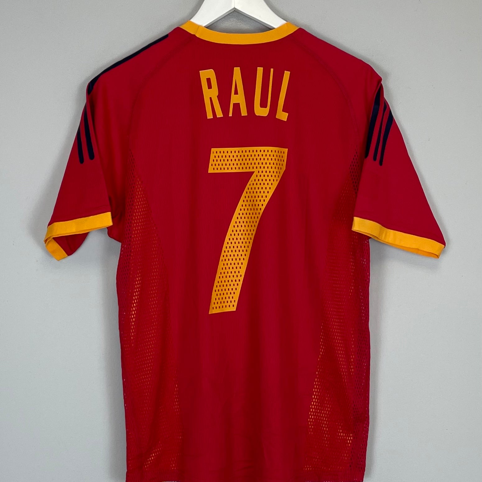 Shop 2002/04 SPAIN RAUL #7 *PLAYER ISSUE* HOME SHIRT (S) ADIDAS, classic football shirts, vintage football shirts & retro soccer jerseys at Cult Kits