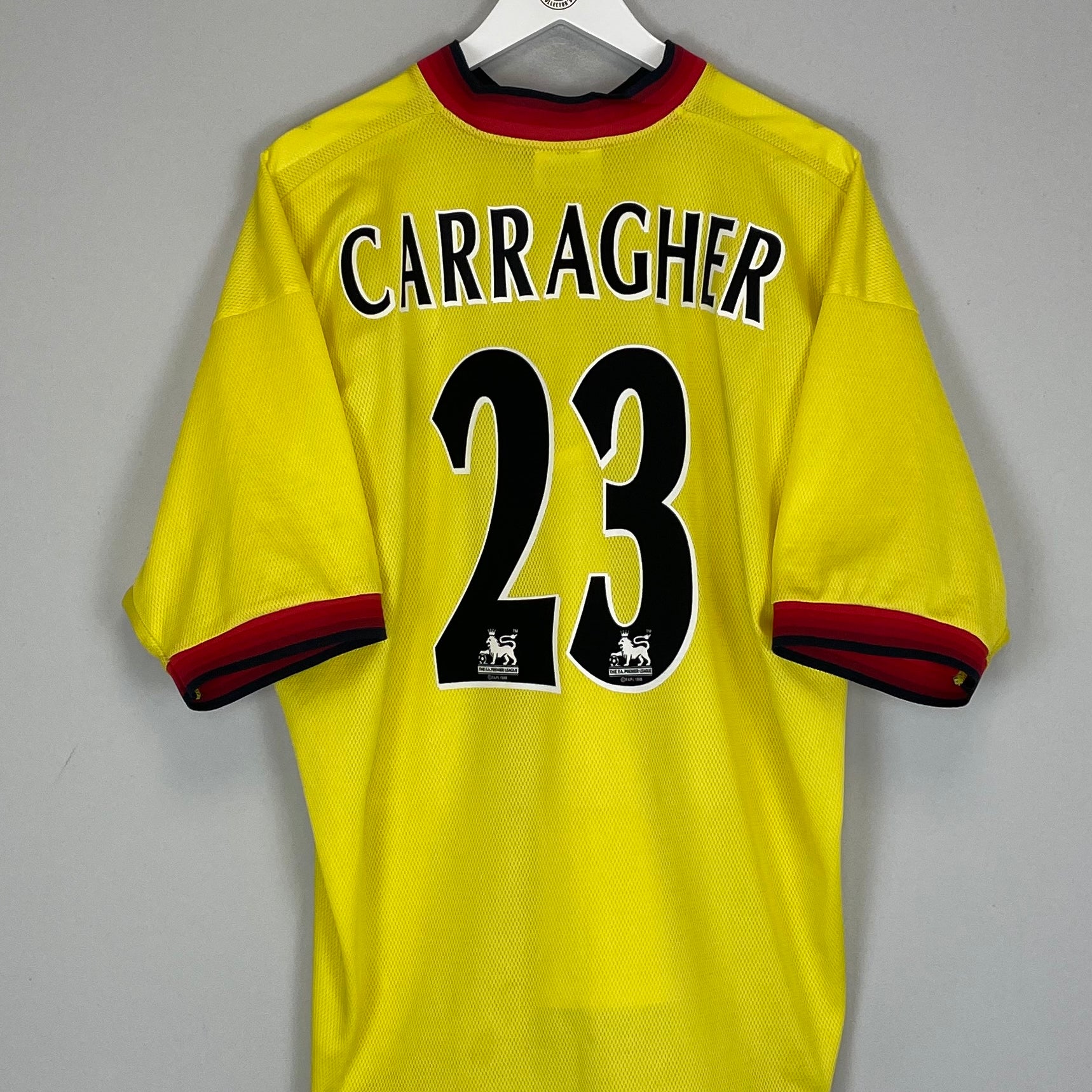 Shop 1997/99 LIVERPOOL CARRAGHER #23 AWAY SHIRT (XL) REEBOK, classic football shirts, vintage football shirts & retro soccer jerseys at Cult Kits